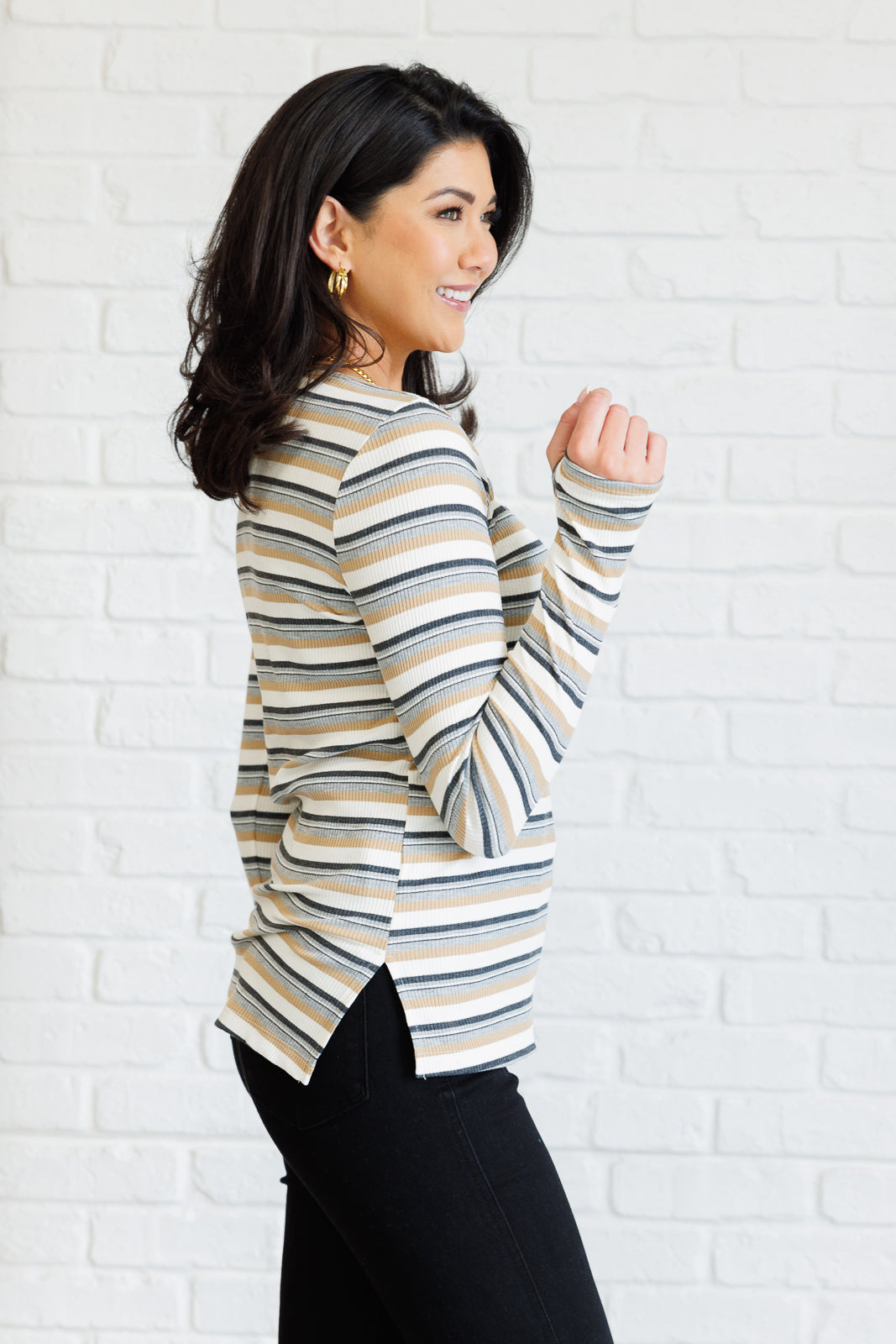 White Birch East Coast Breeze Striped Top Tops