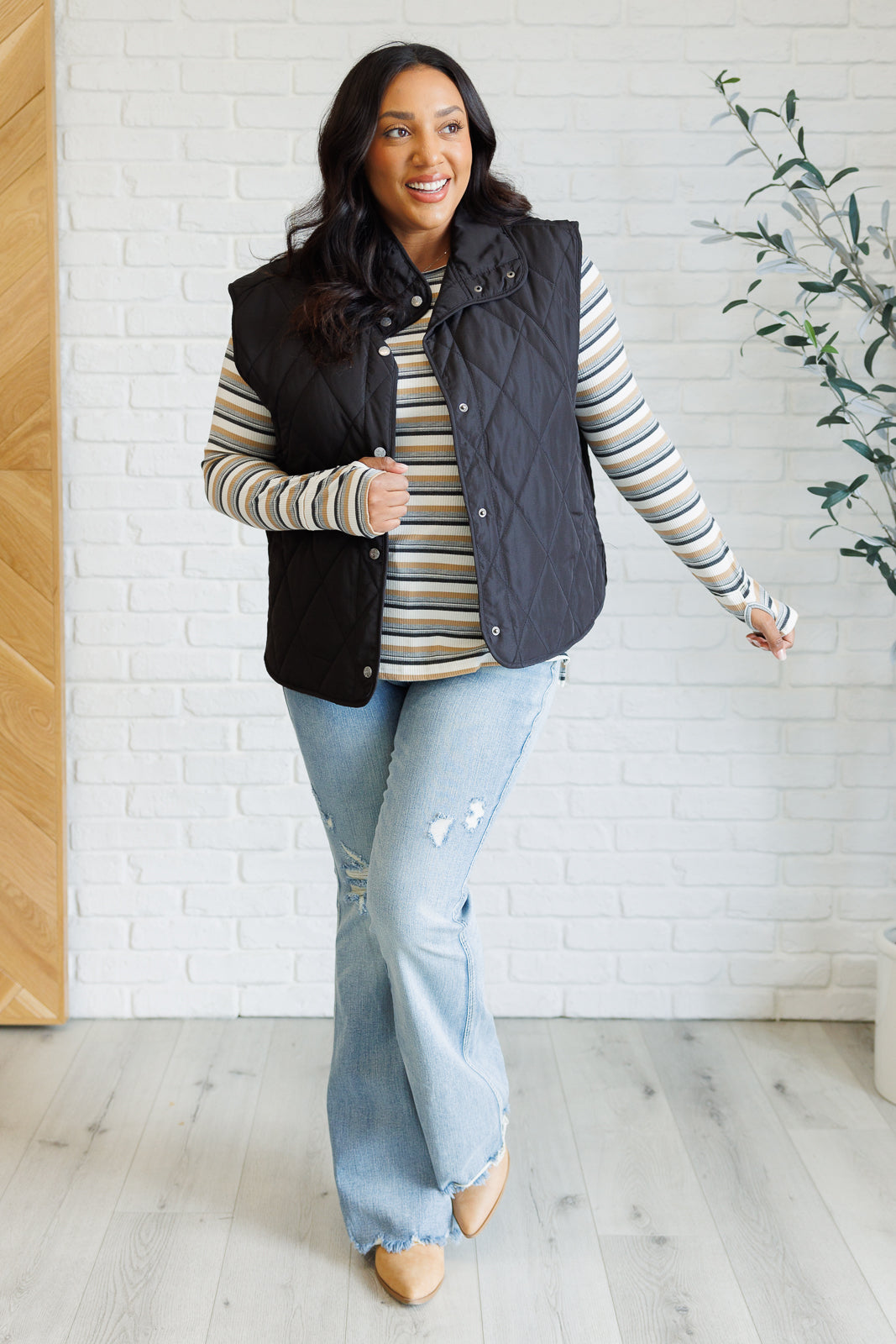 White Birch East Coast Breeze Striped Top Tops