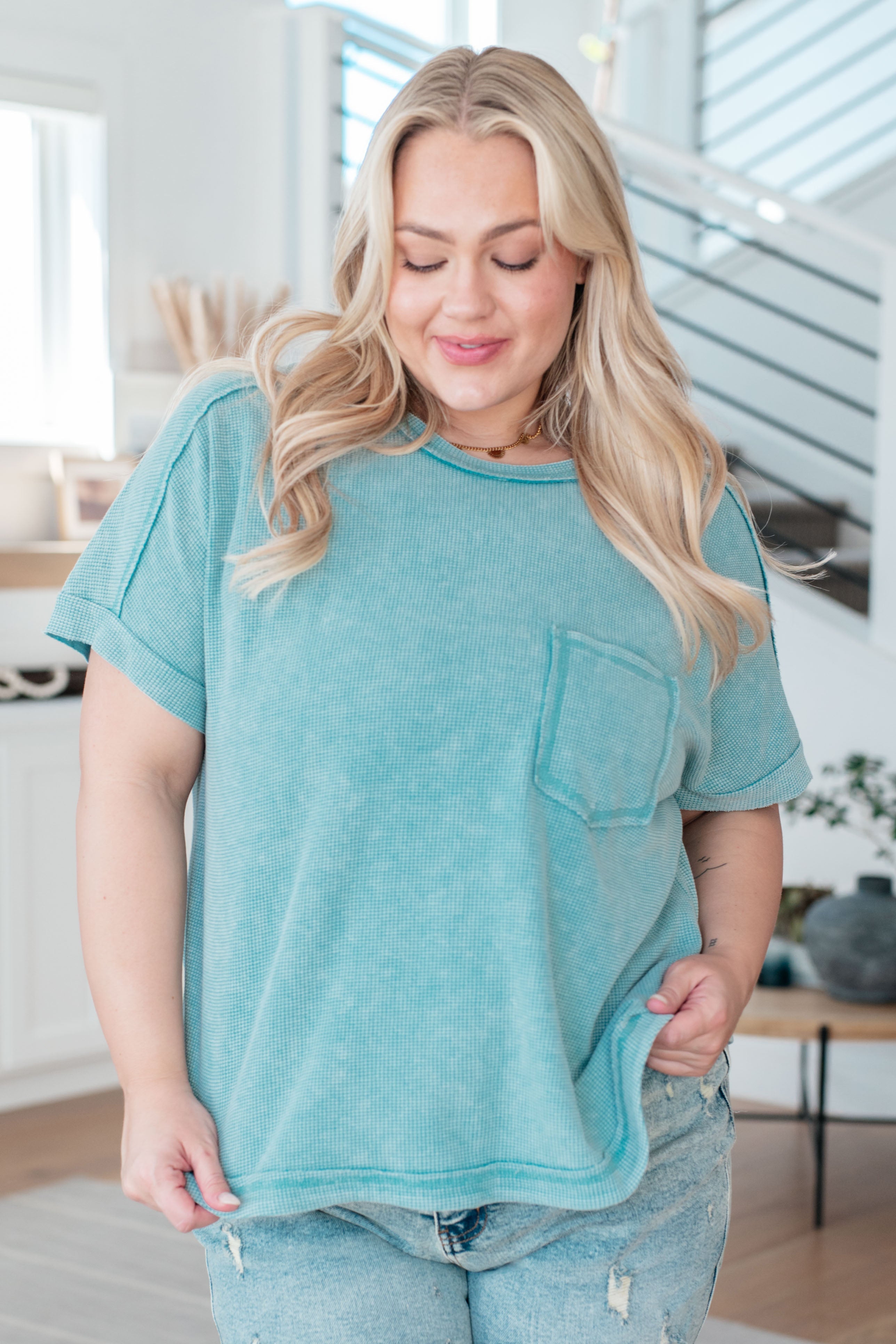 Very J End of Beginning Mineral Wash Top Tops