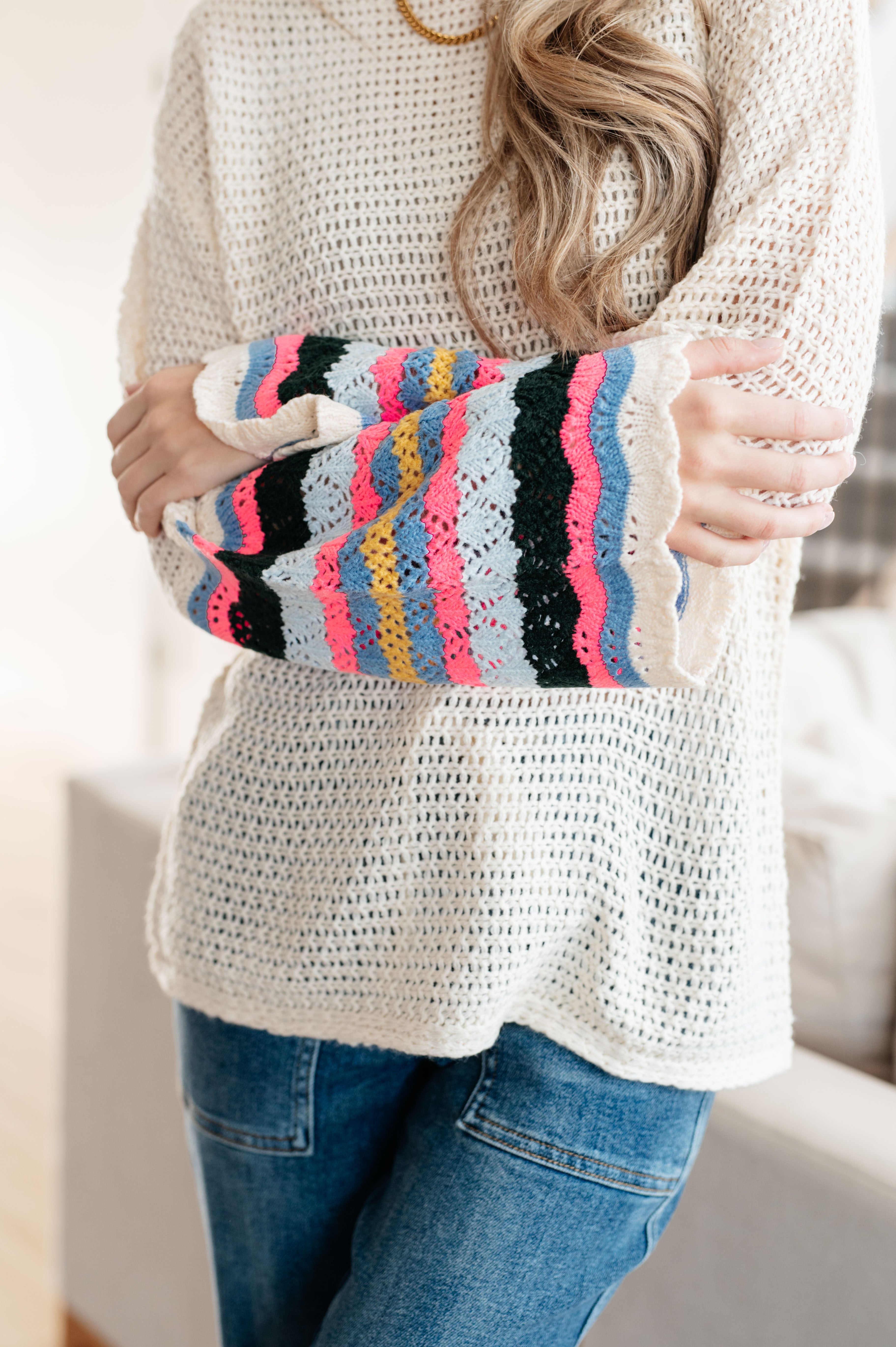 Shopin LA End of the Story Striped Sleeve Sweater Tops