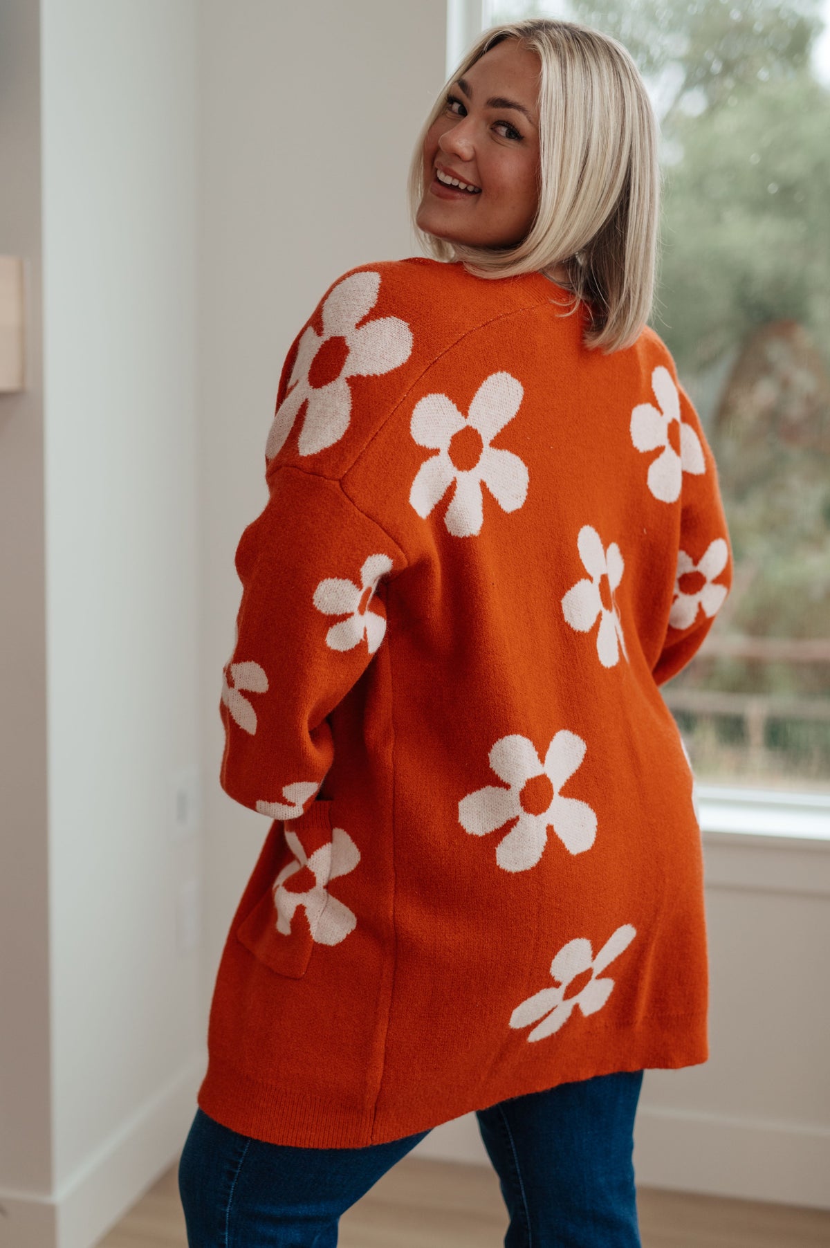Jodifl Enough Anyways Floral Cardigan in Burnt Orange Layers