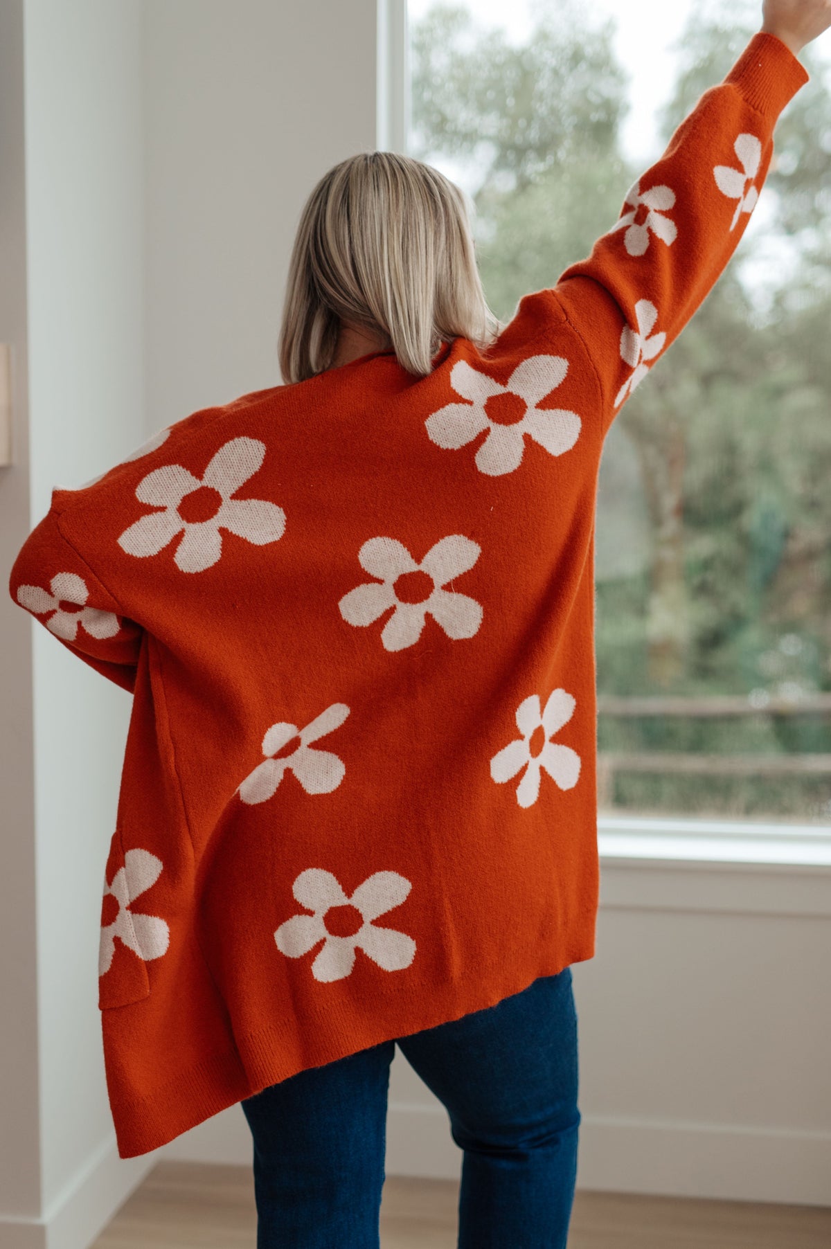 Jodifl Enough Anyways Floral Cardigan in Burnt Orange Layers