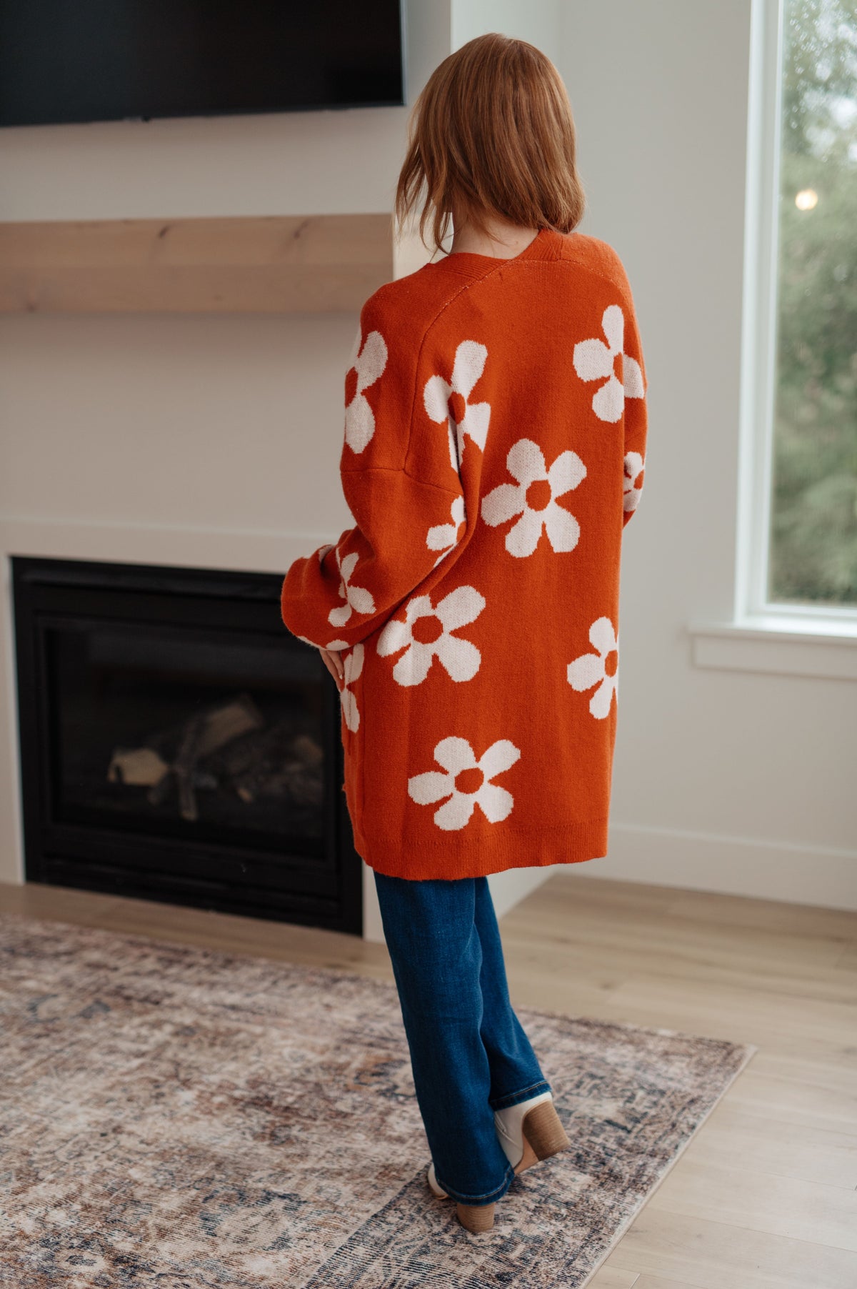 Jodifl Enough Anyways Floral Cardigan in Burnt Orange Layers