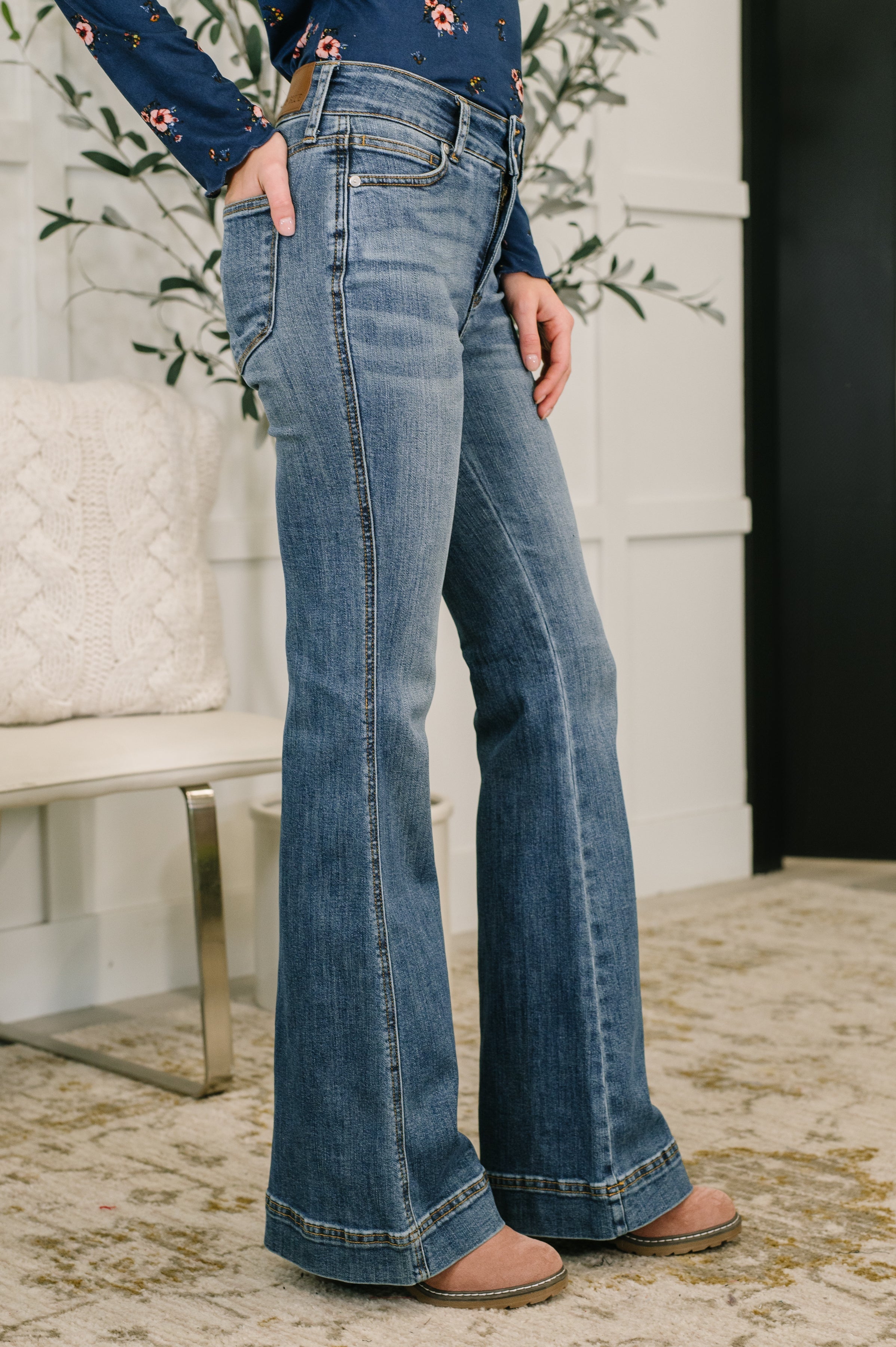 Eva High Waist Flare Tummy Control Double Button WB Womens