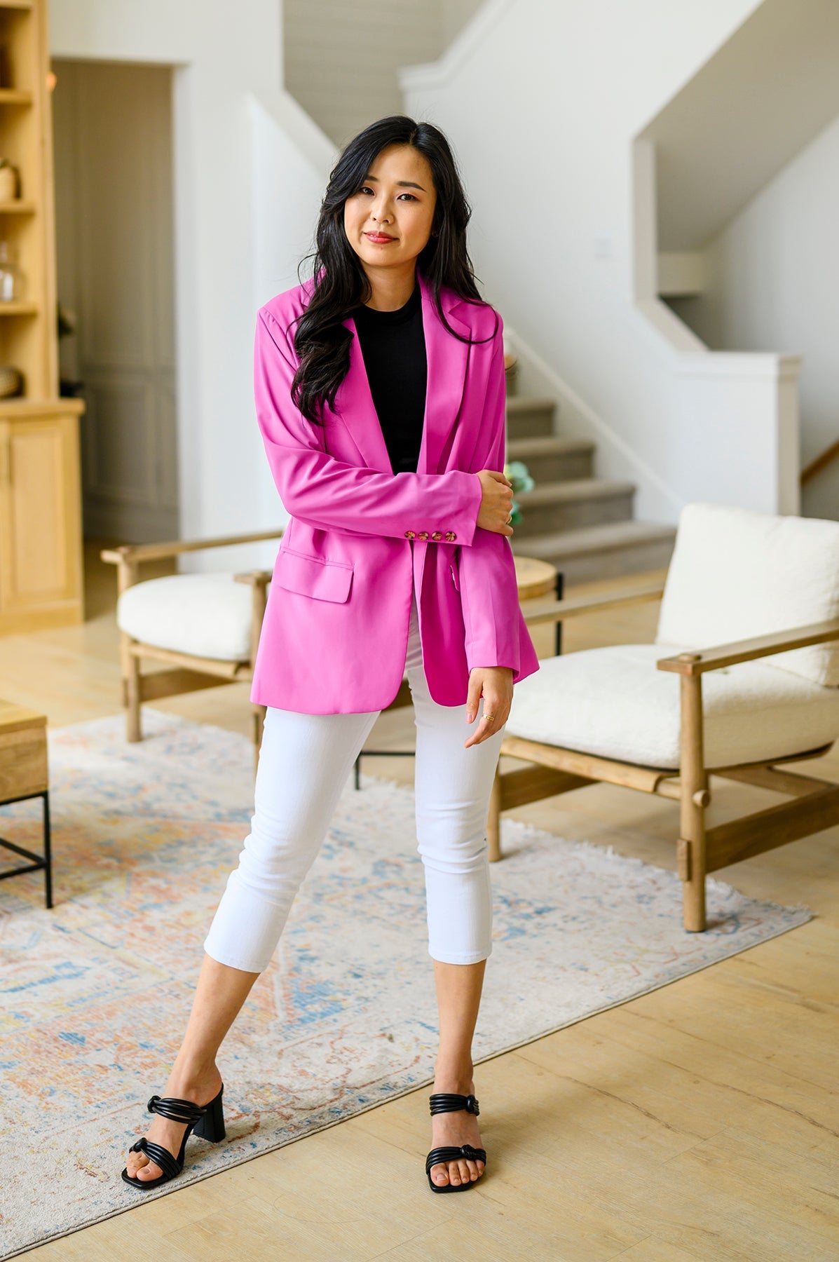 Jodifl Magenta Leopard Print Lined Every Day Blazer Tops
