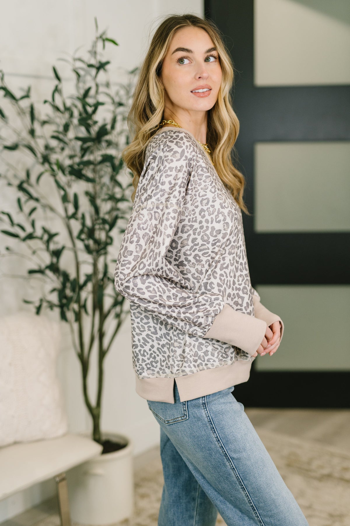 One Eleven North Everything You Need Patchwork Crew Neck Pullover Womens