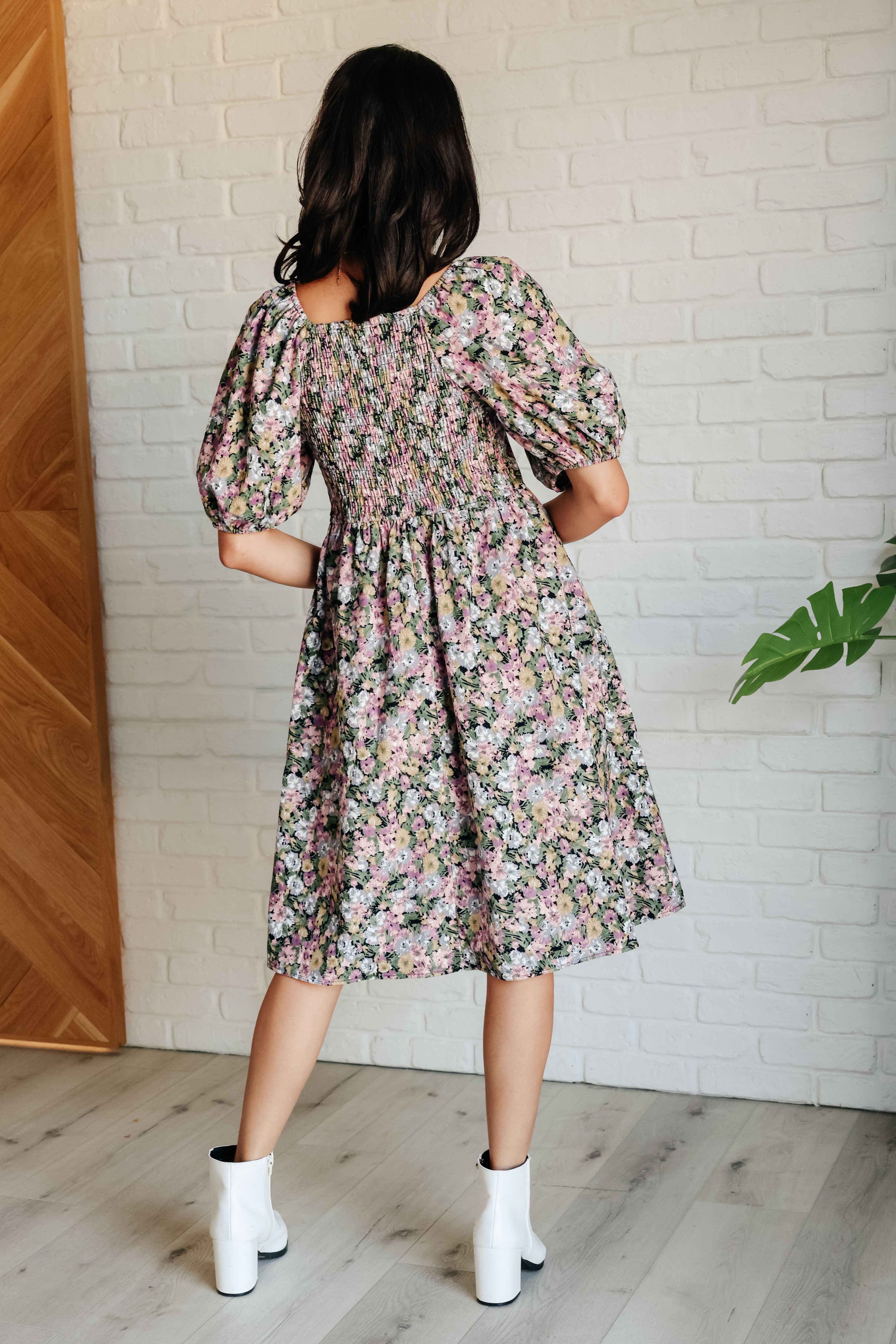 Polagram Excellence Without Effort Puff Sleeve Floral Dress Dresses