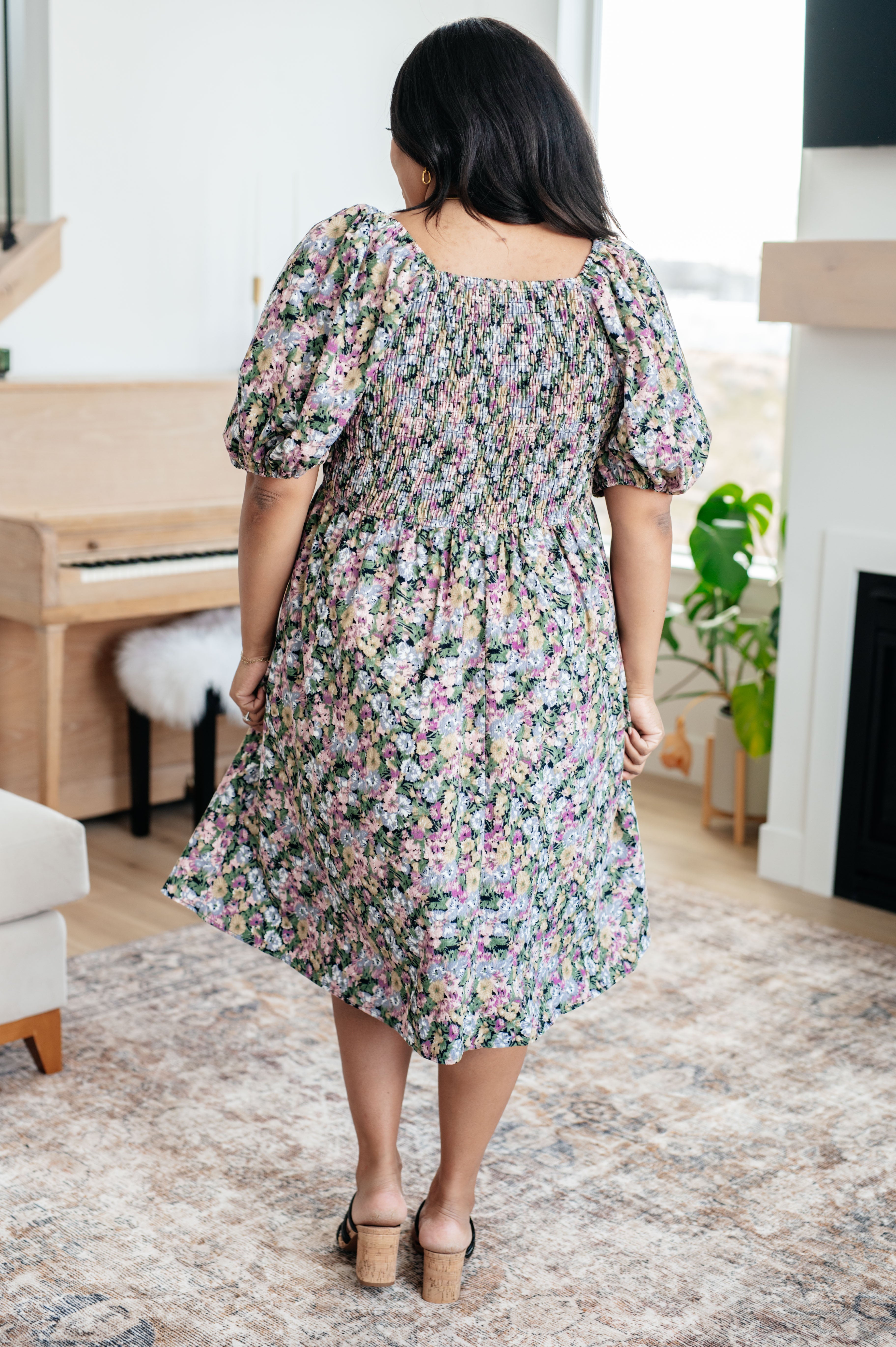Polagram Excellence Without Effort Puff Sleeve Floral Dress Dresses