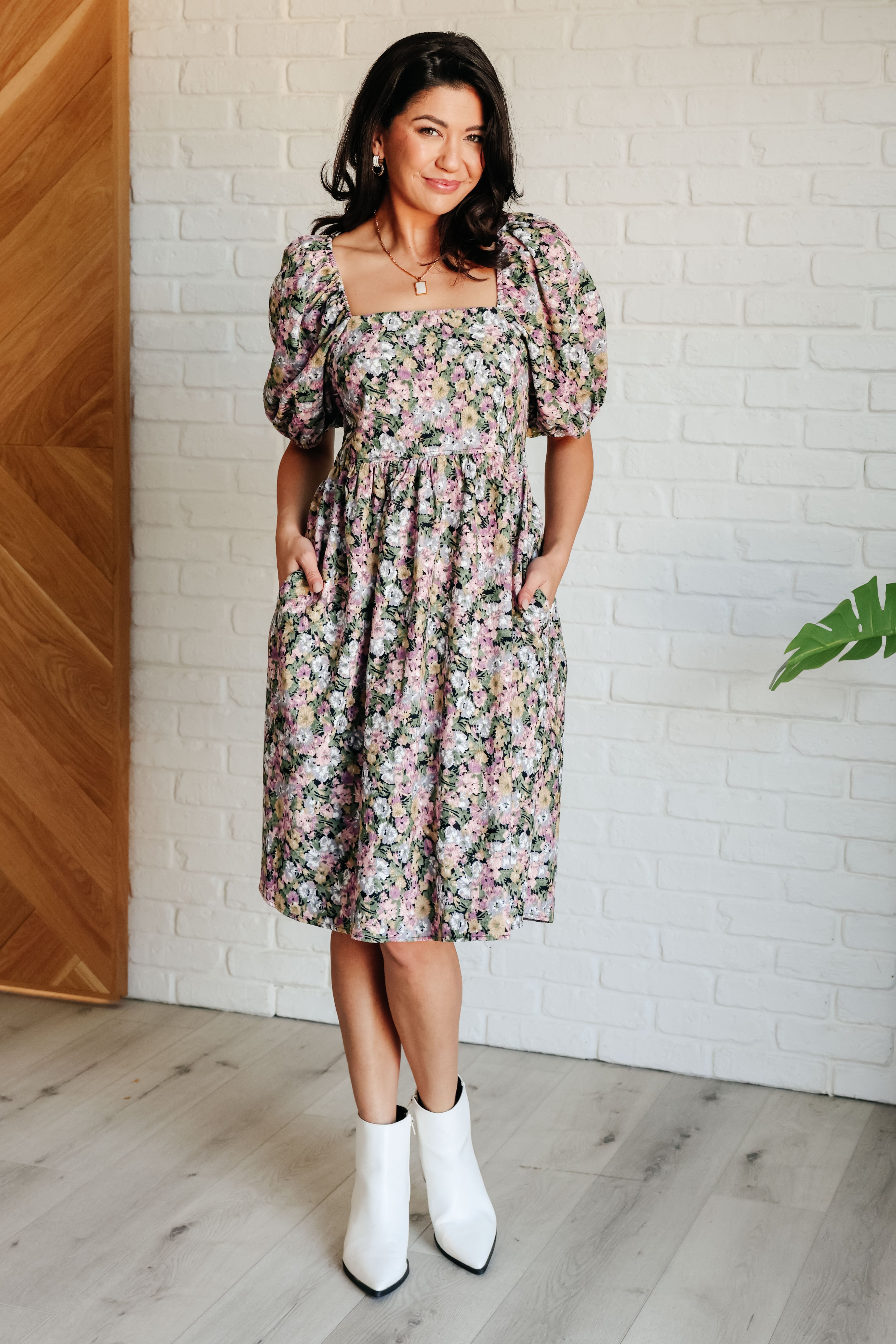 Polagram Excellence Without Effort Puff Sleeve Floral Dress Dresses