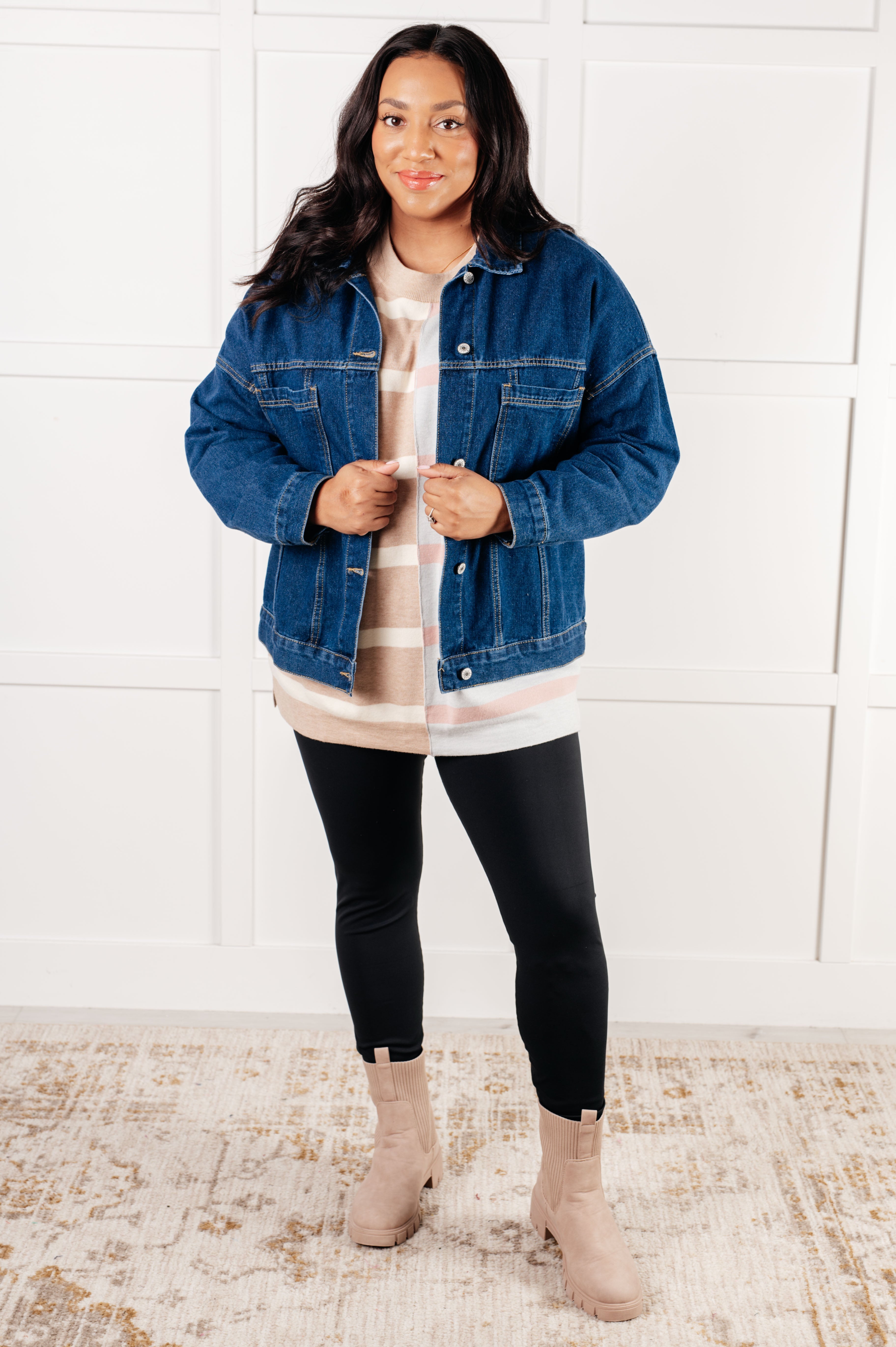 One Eleven North Exceptional Thought Striped Patchwork Sweater Tops