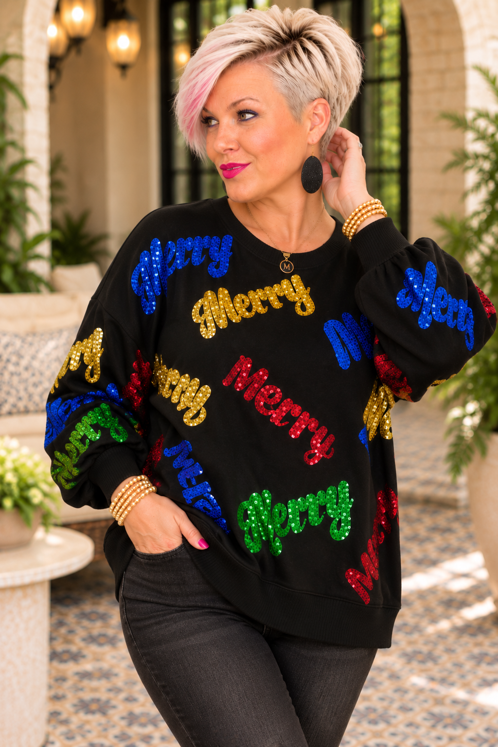 Fantastic Fawn Merry Everything Glitter Sweatshirt L