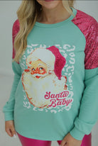 Southern Grace Santa Sequin Mint Sweater Shirts & Tops