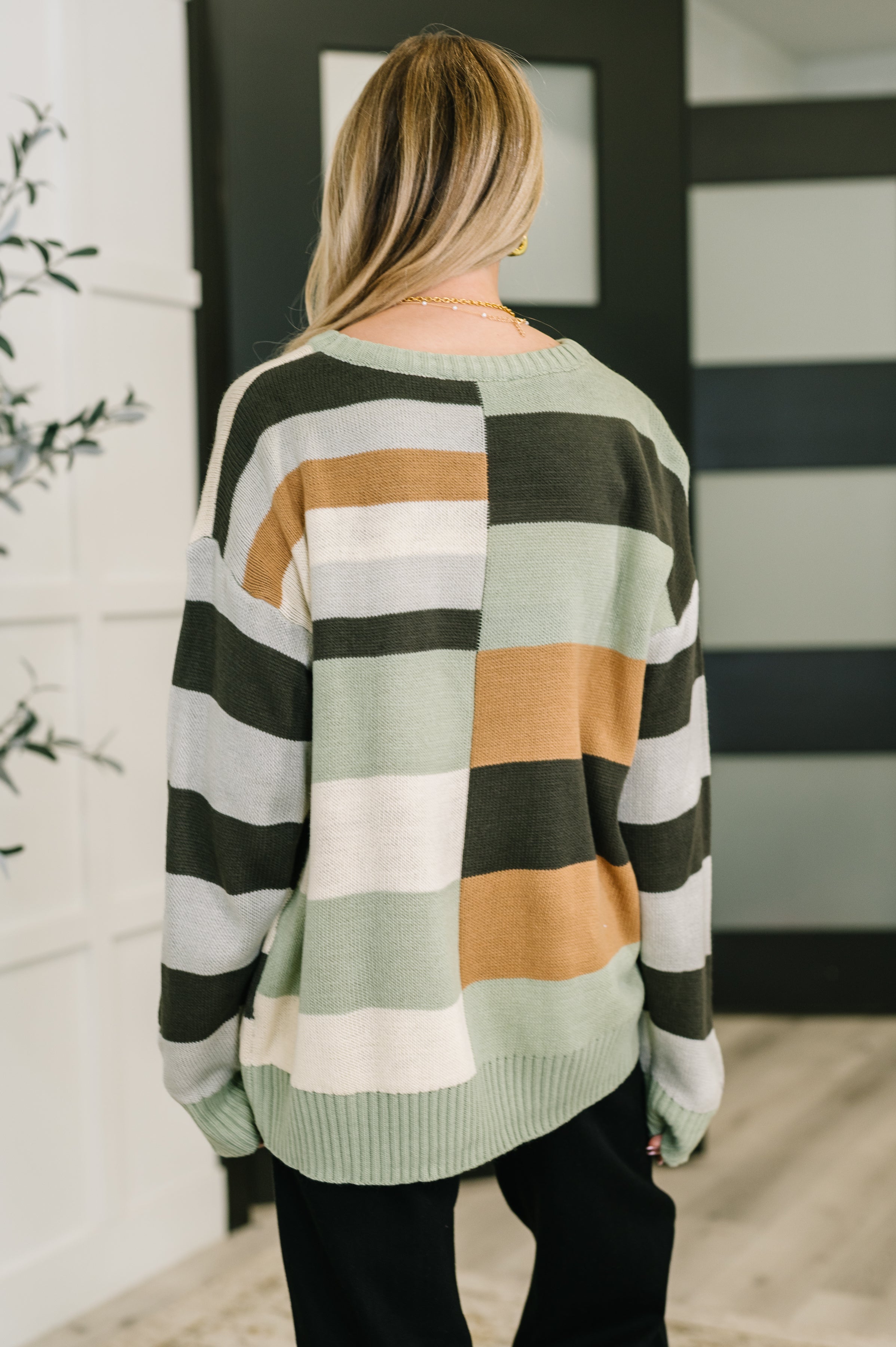 Haptics Fall Into Us Color Block Knit Pullover Womens