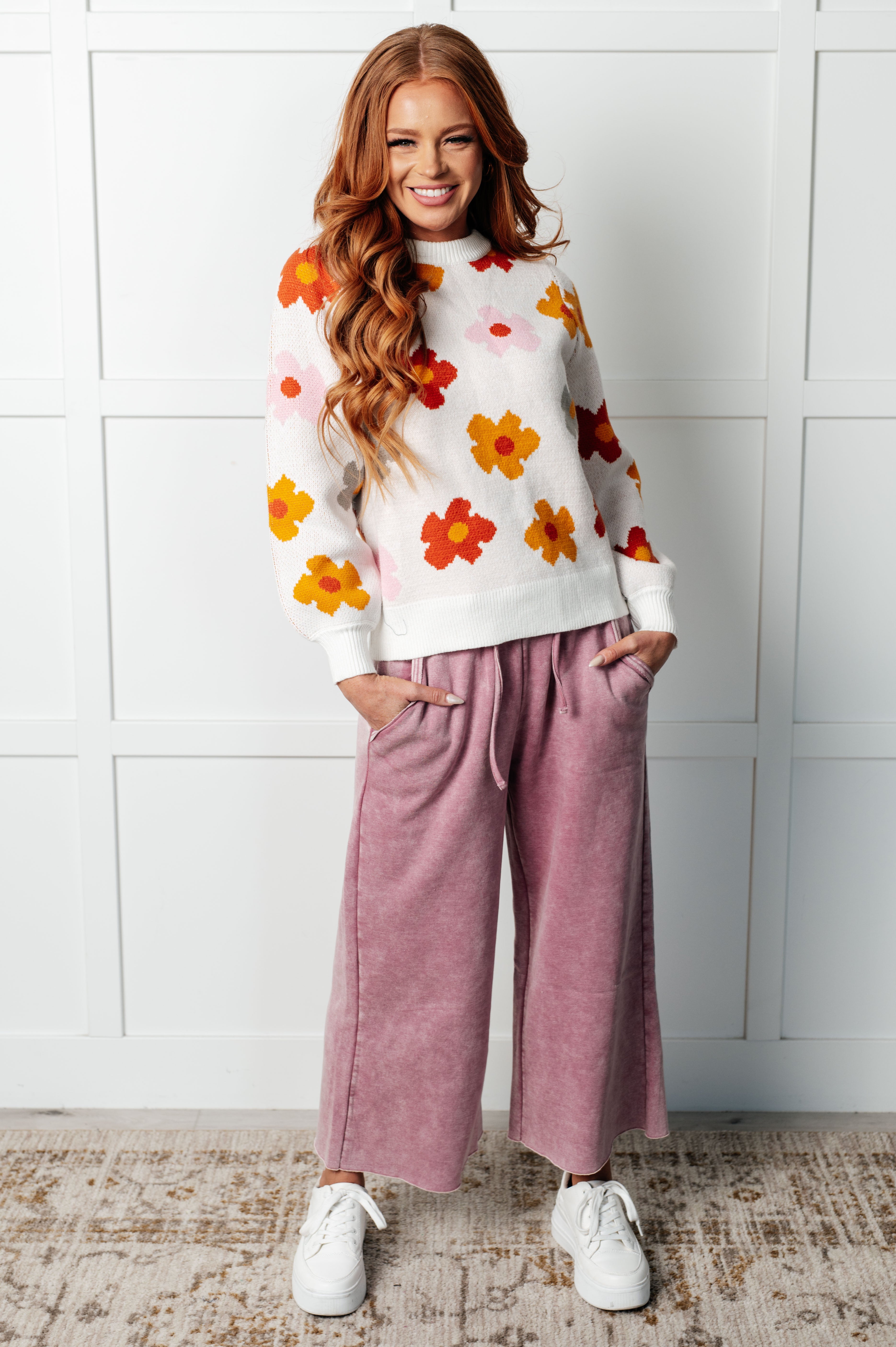 One Eleven North Falling Flowers Floral Sweater Tops