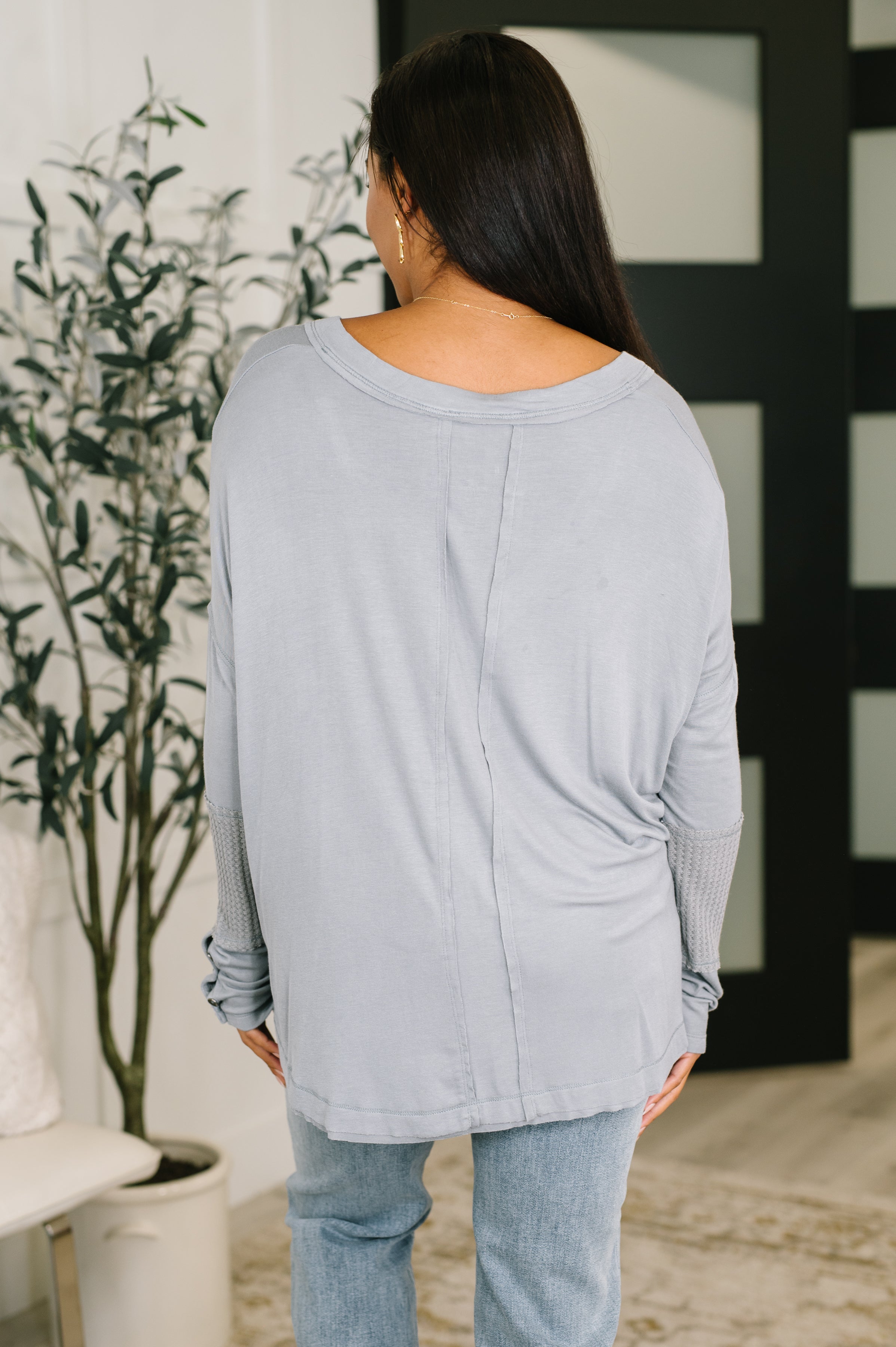 In Loom Feel That Something Contrast Sleeve Jersey Knit Top Womens