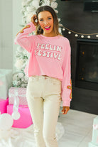 Southern Grace Feelin Festive Pink Sweater Shirts & Tops