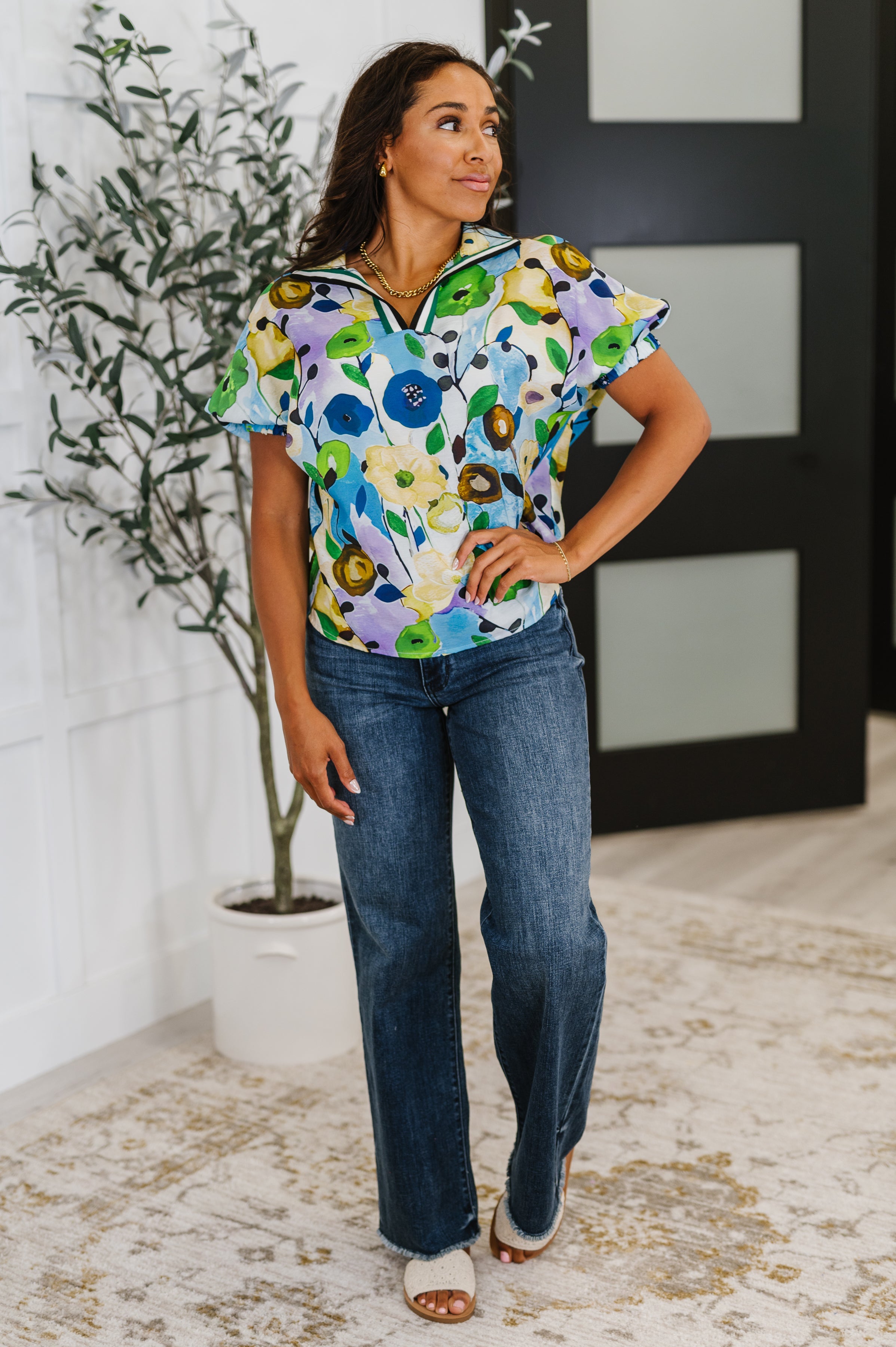 One Eleven North Fielding Questions Floral Top Womens