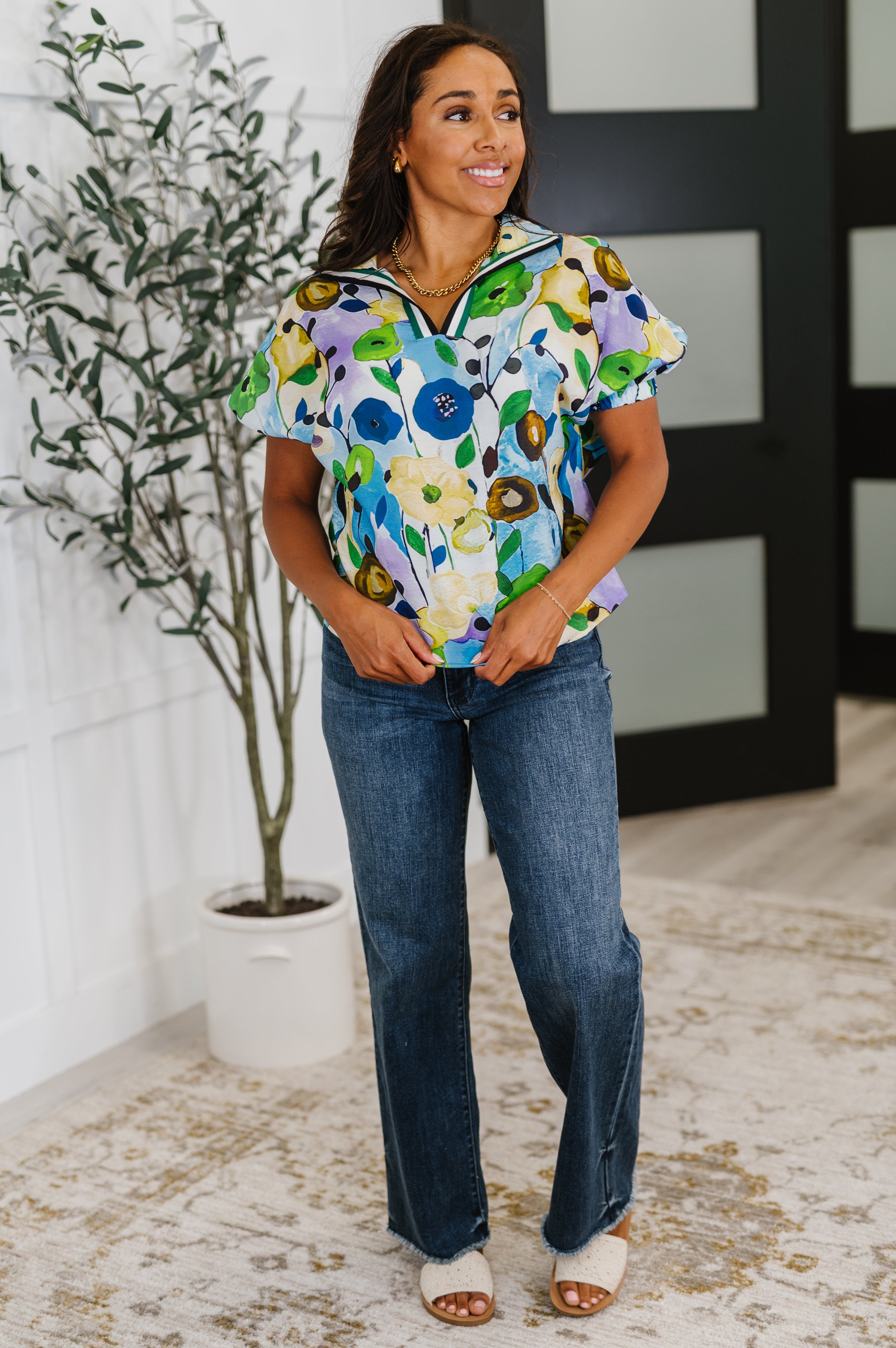 One Eleven North Fielding Questions Floral Top Womens