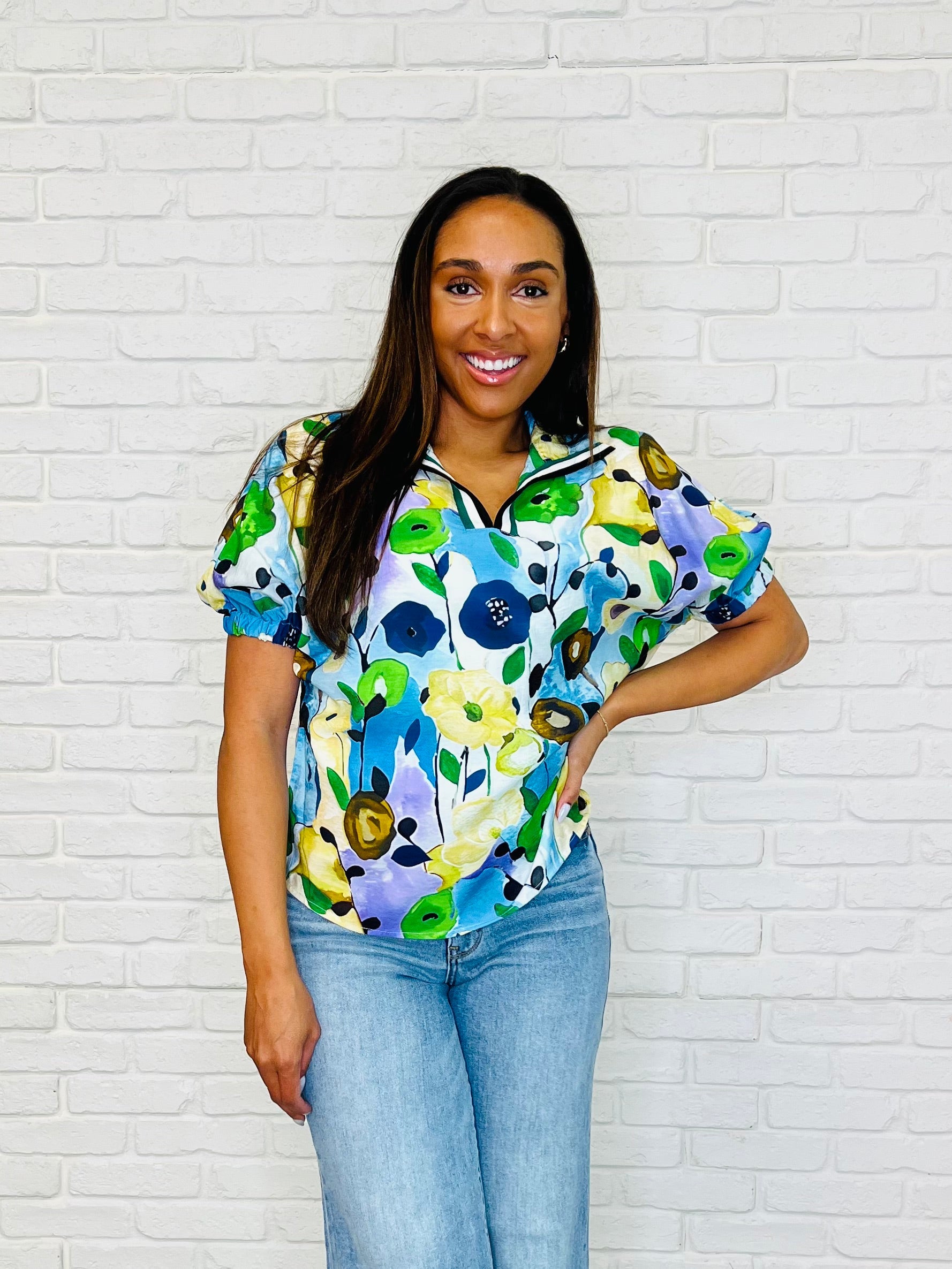 One Eleven North Fielding Questions Floral Top Womens