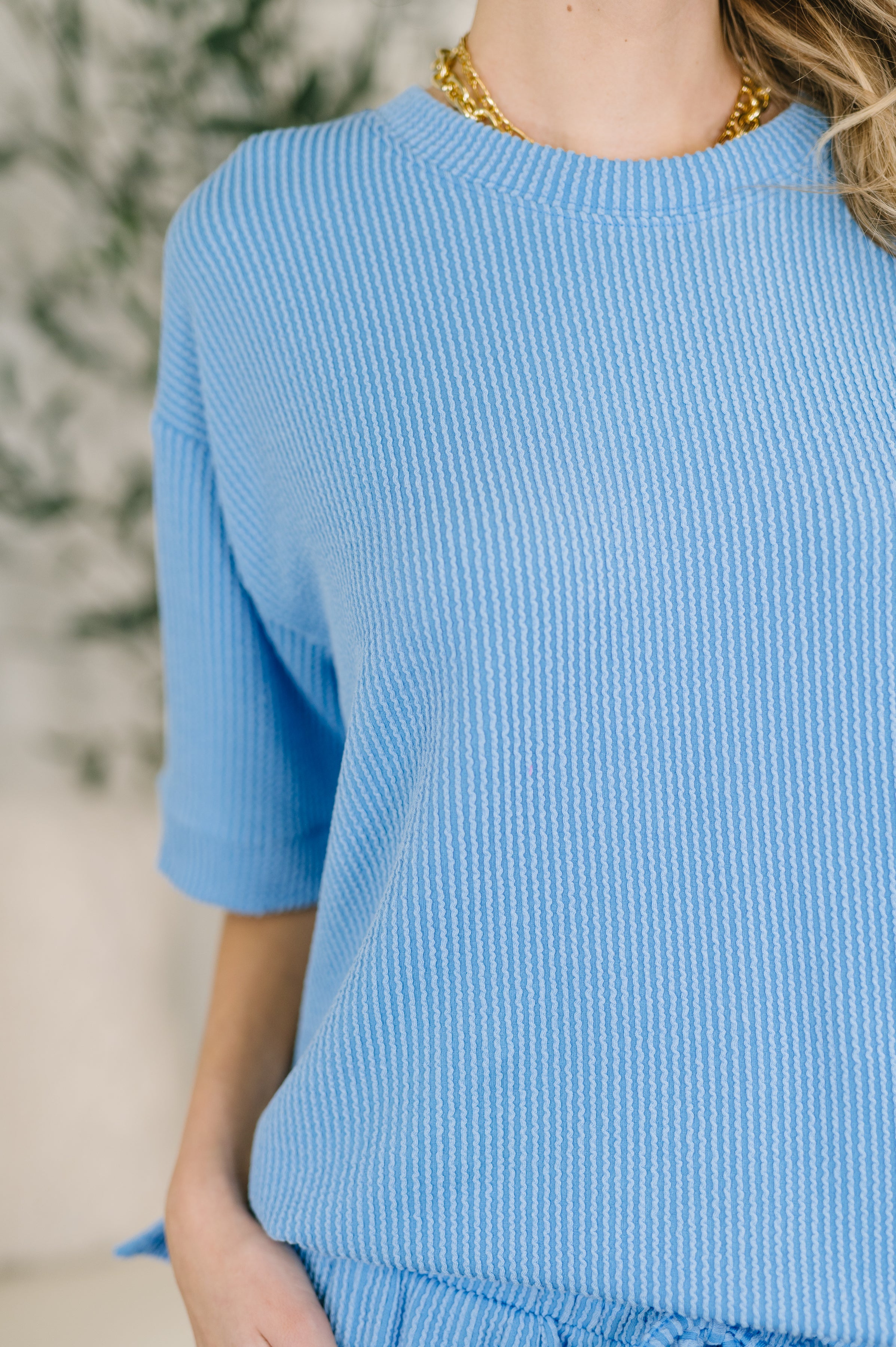 Zenana Fight the Feeling Top and Bottom Set in Sky Blue Womens