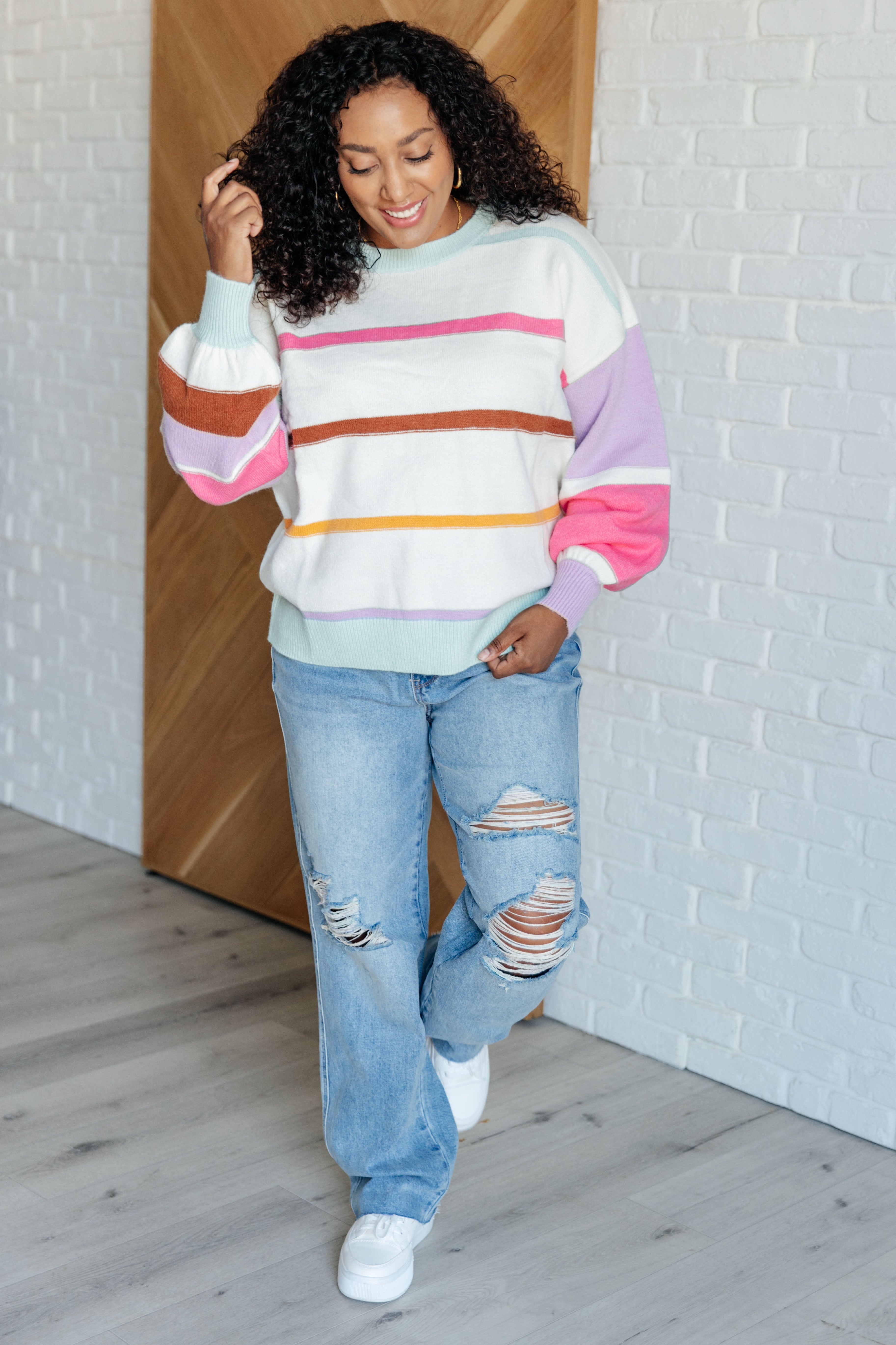 One Eleven North Flawless Features Striped Sweater Shirts & Tops