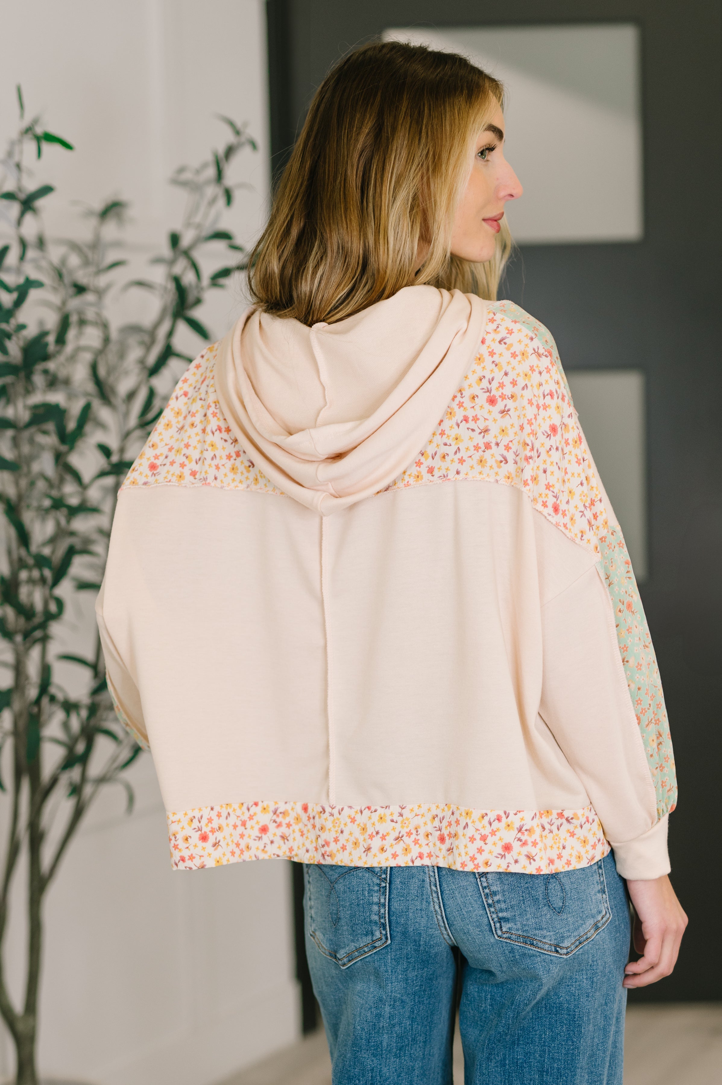 Haptics Floral Patchwork Hooded Pullover Womens