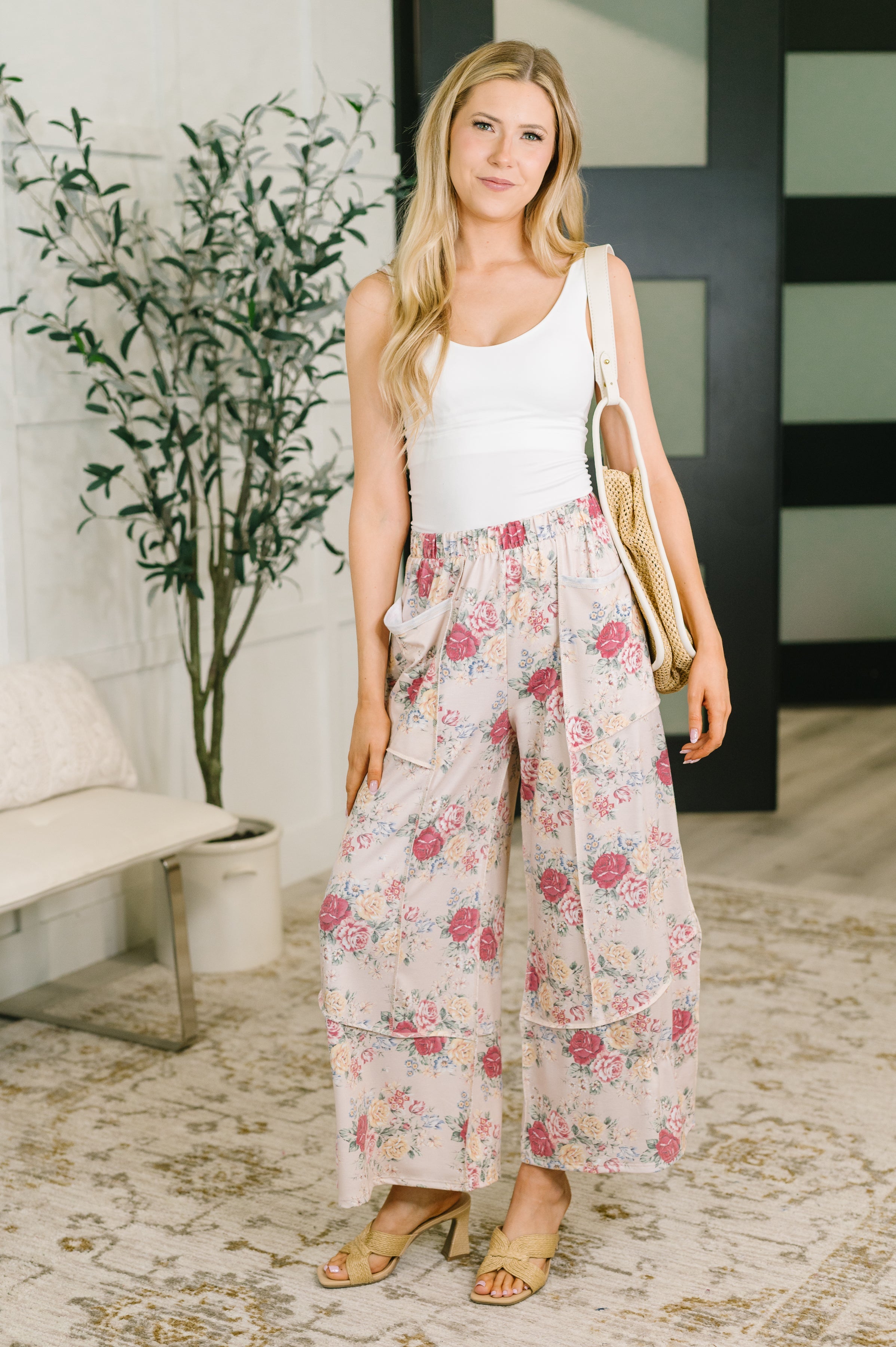 Follow the Flow Wide Leg Floral Bottoms Womens