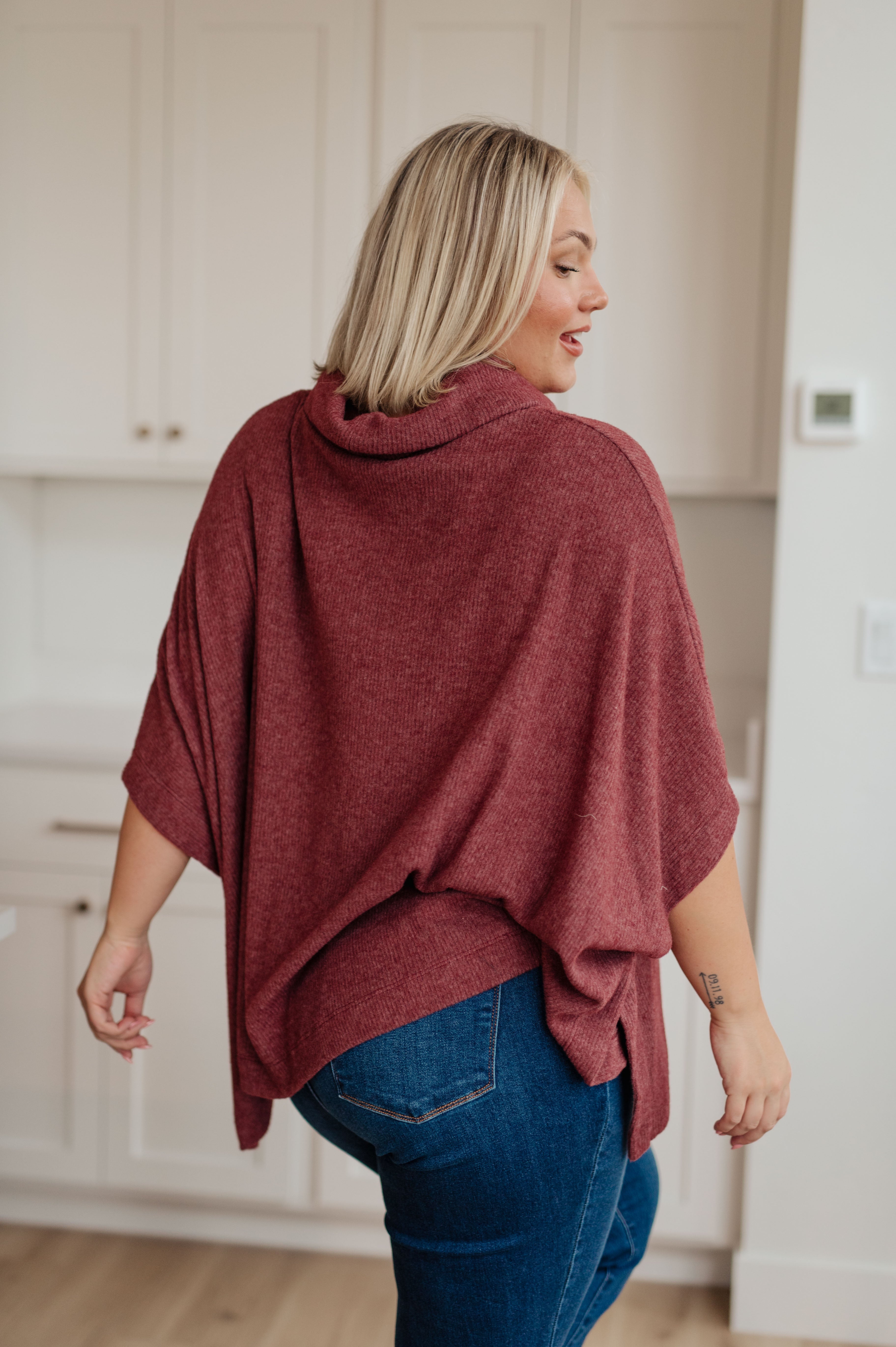 White Birch Forgive Me Cowl Neck Poncho Layers