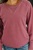 Zenana For the Experience Relaxed Pullover in Cabernet Womens
