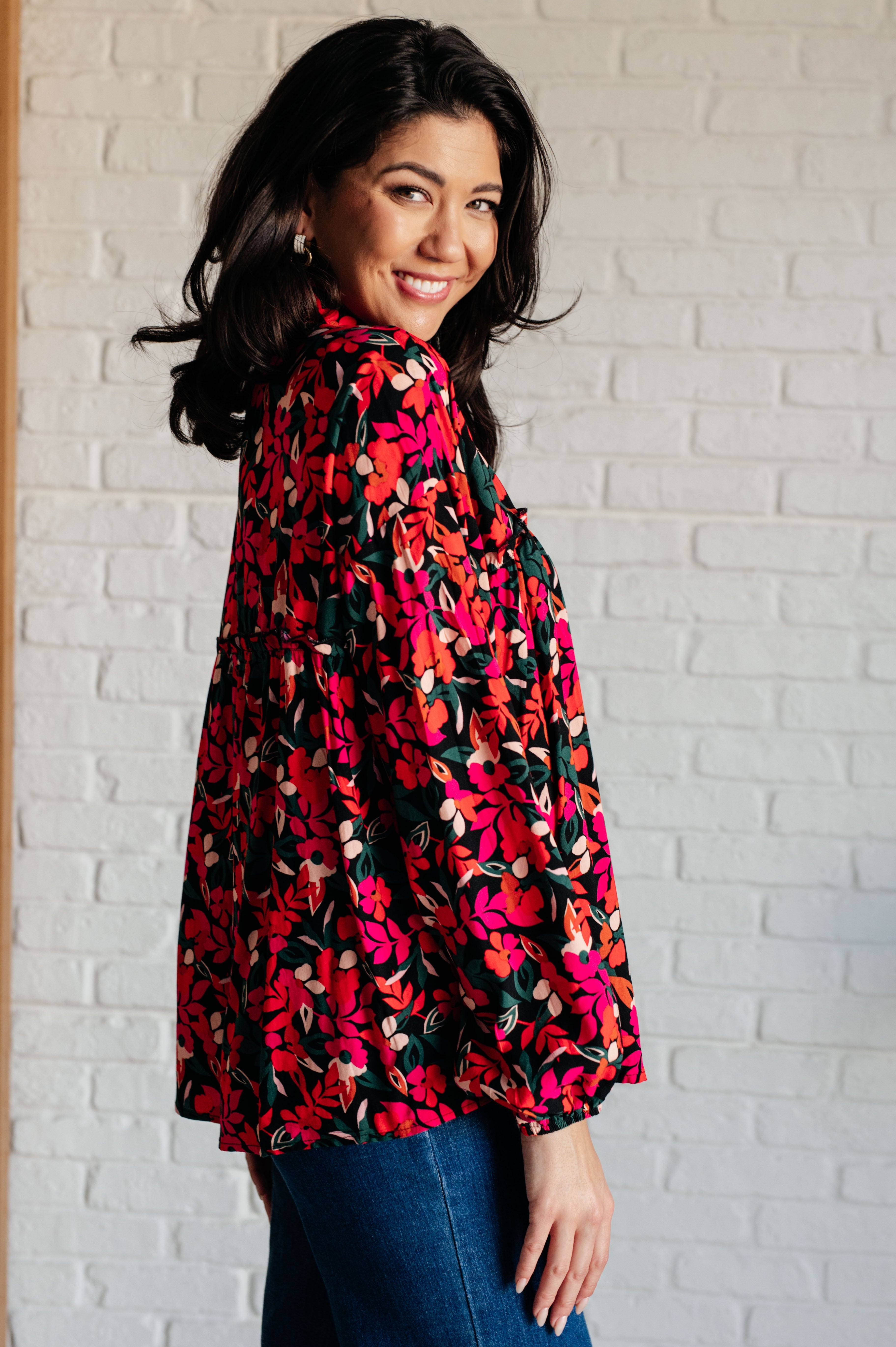 Andree By Unit Floral Francophile Ruffle Detail Button Up Blouses