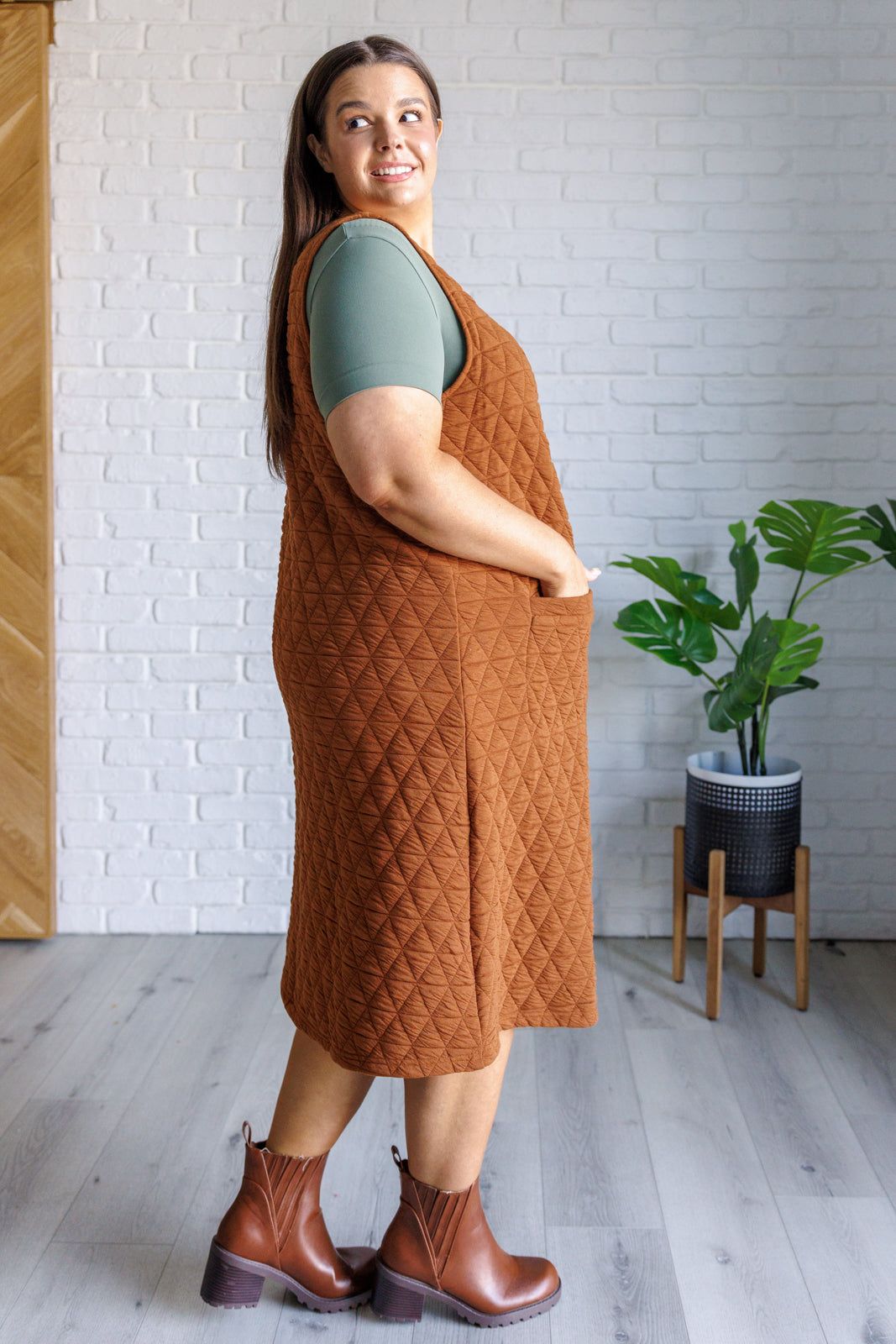 Polagram Free Falling Quilted Midi Dress Dresses
