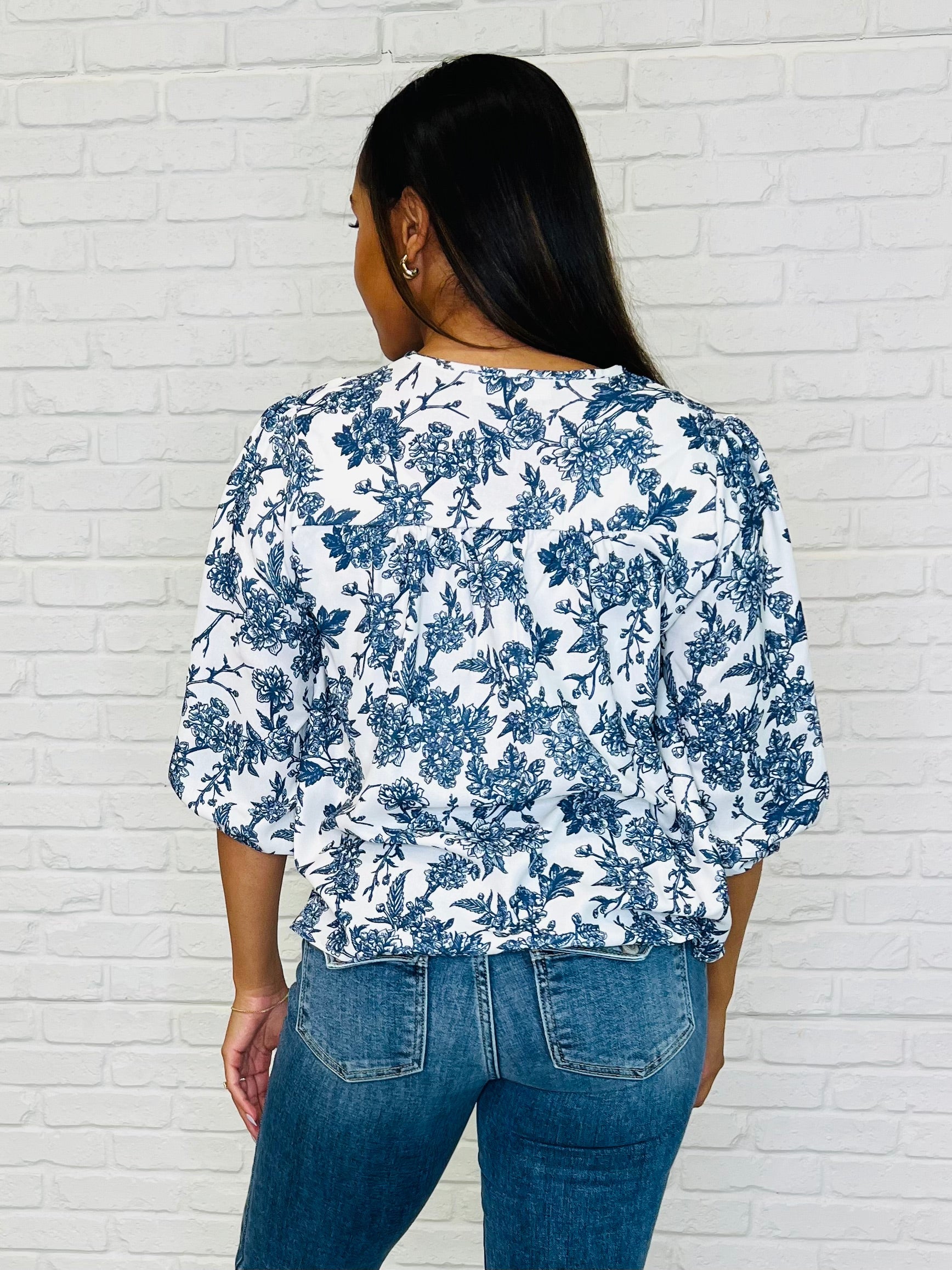 Haptics Frill Me With Sunshine in Ivory and Navy Womens