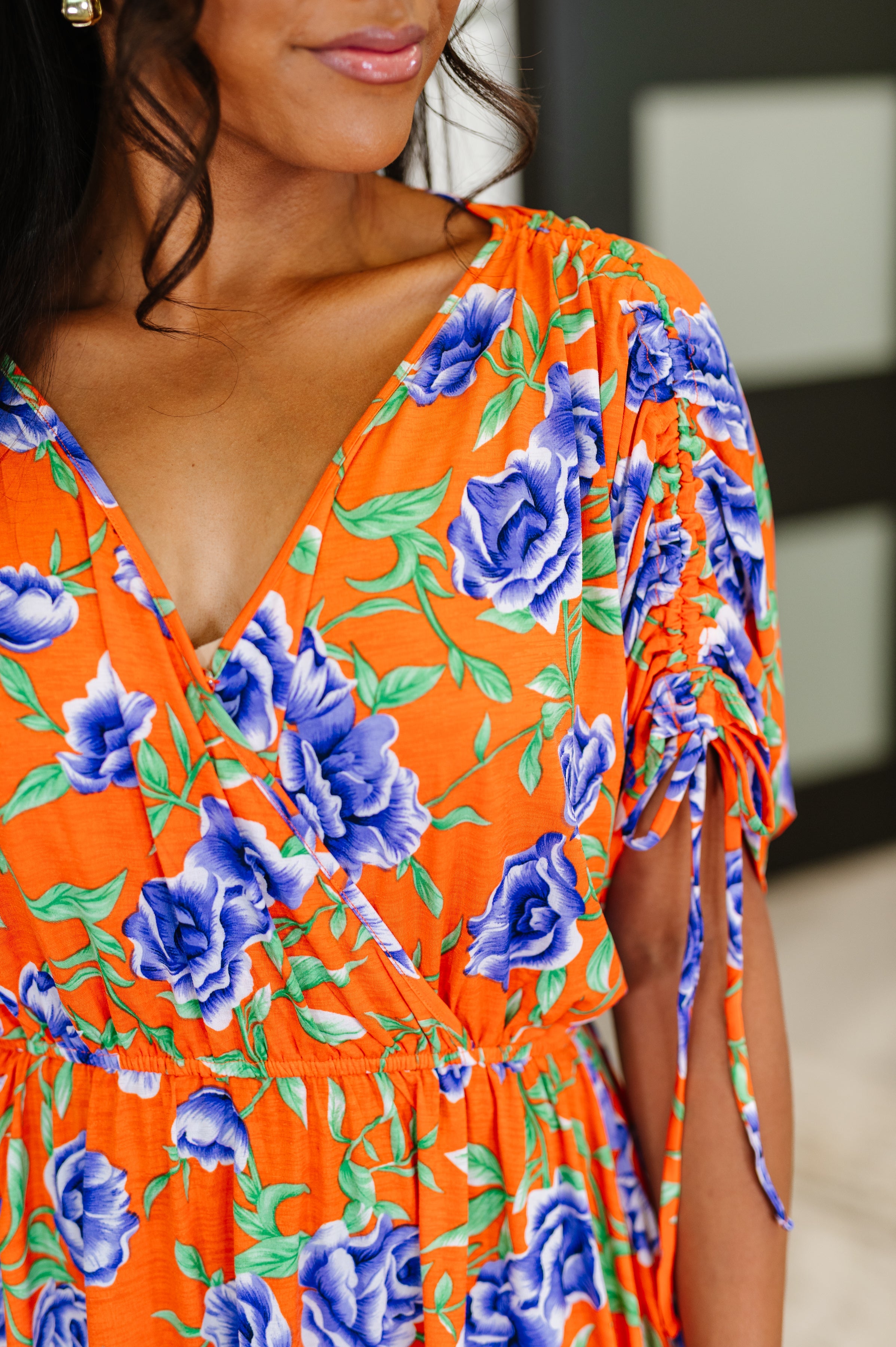 Hyfve Frock Star Orange Floral V-Neck Skort Dress Womens