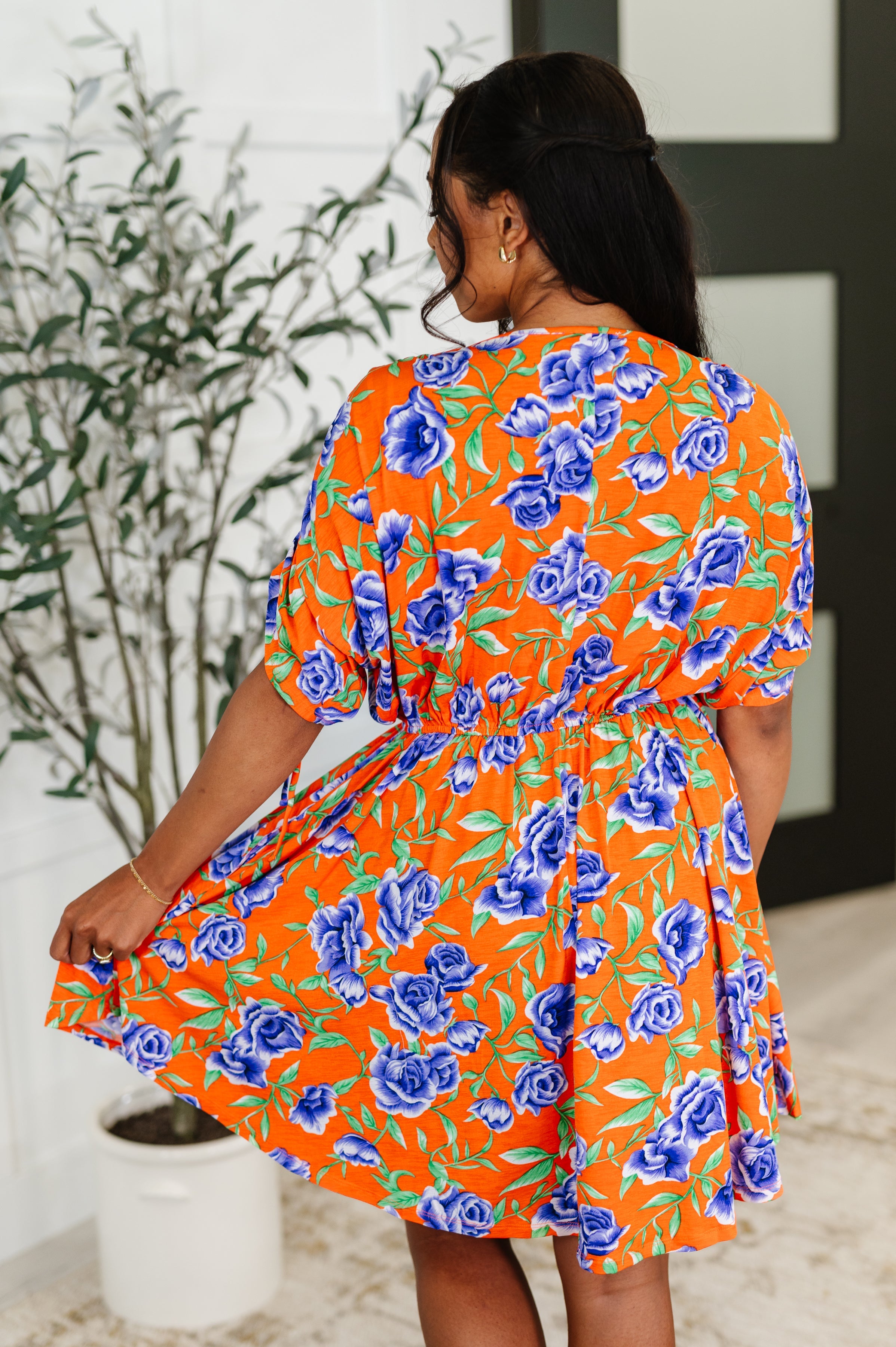 Hyfve Frock Star Orange Floral V-Neck Skort Dress Womens