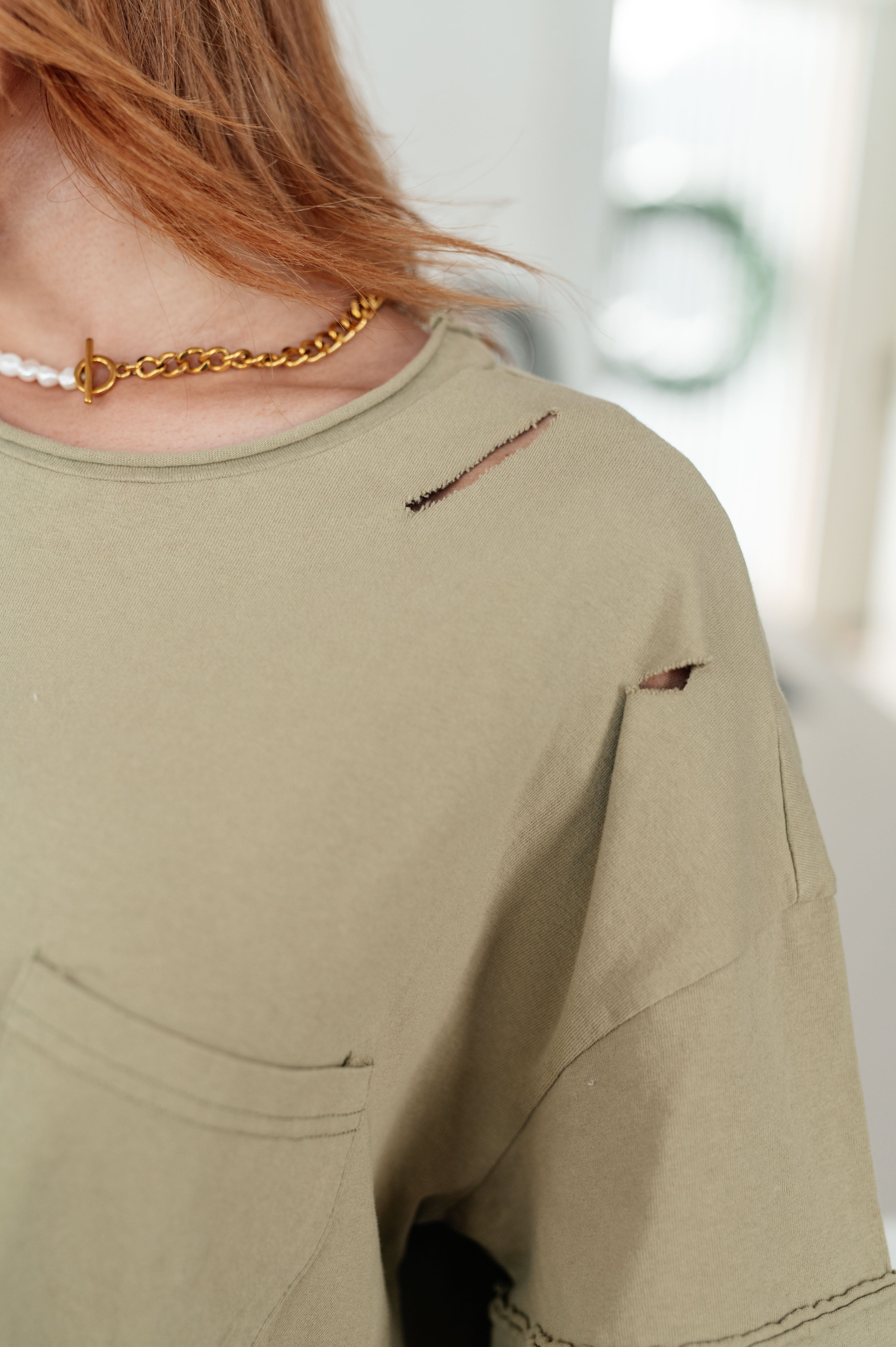 Sew In Love Future Ex-Boyfriend Distressed Jersey Knit T-Shirt Tops