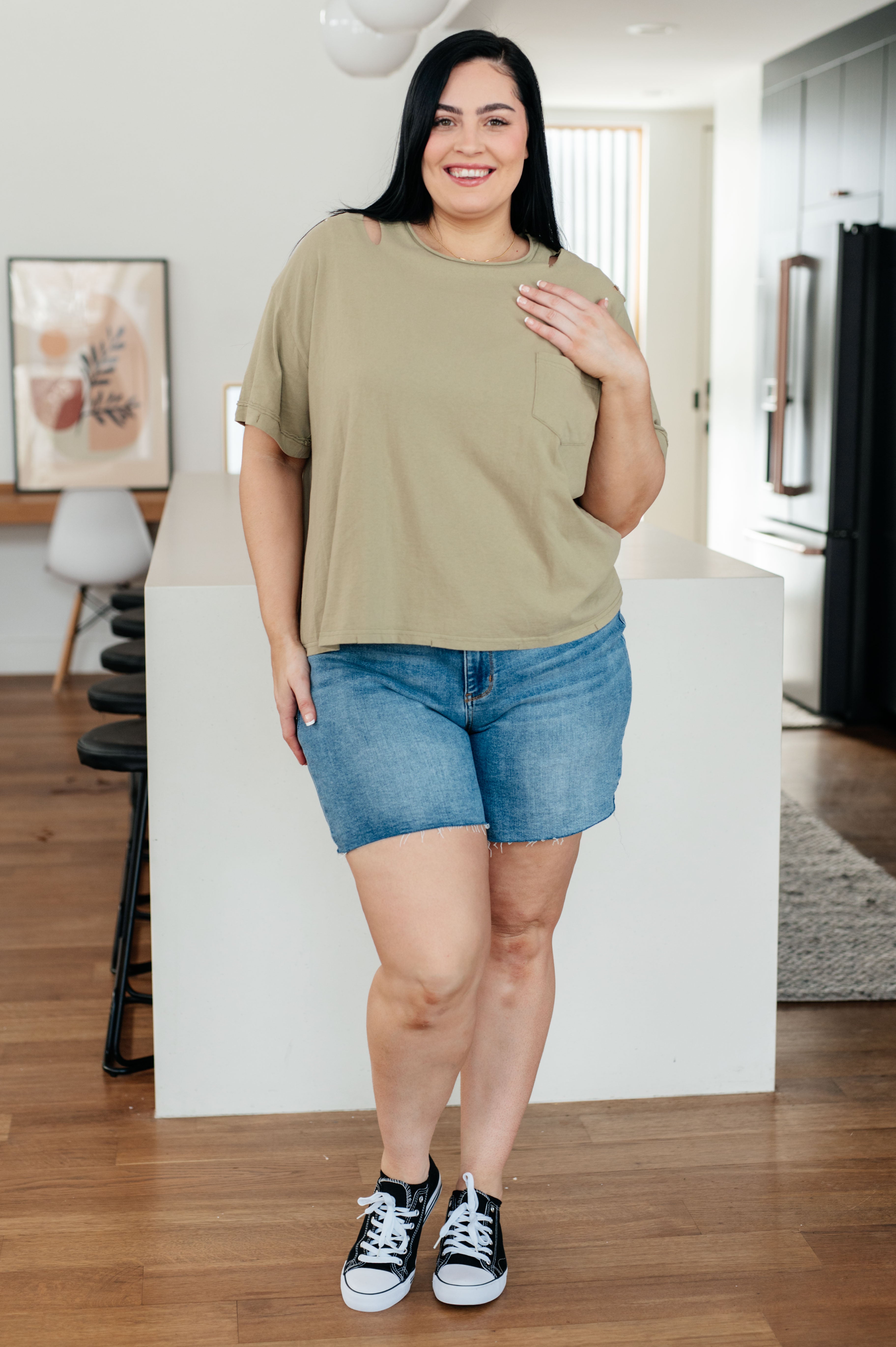 Sew In Love Future Ex-Boyfriend Distressed Jersey Knit T-Shirt Tops