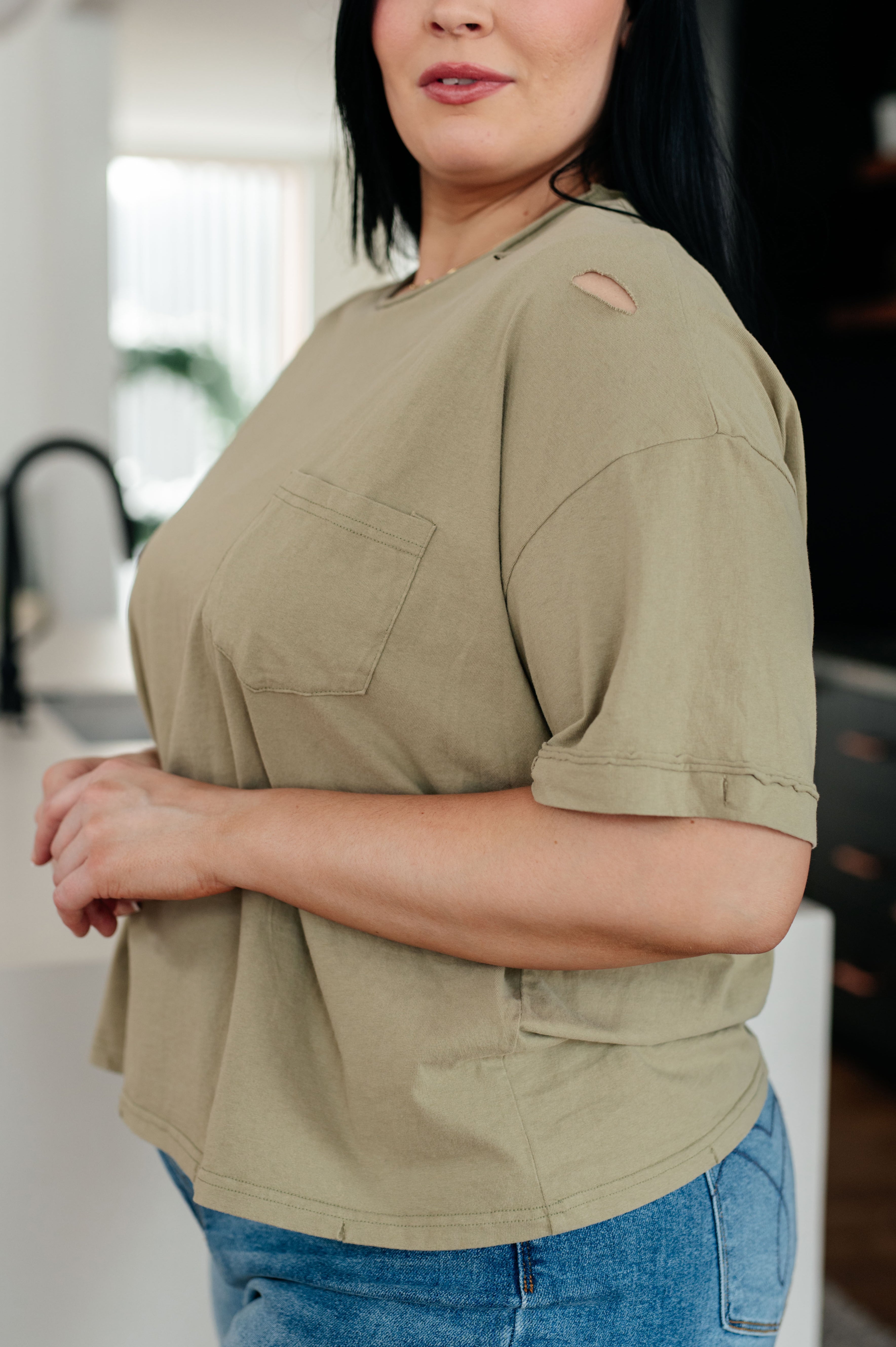 Sew In Love Future Ex-Boyfriend Distressed Jersey Knit T-Shirt Tops