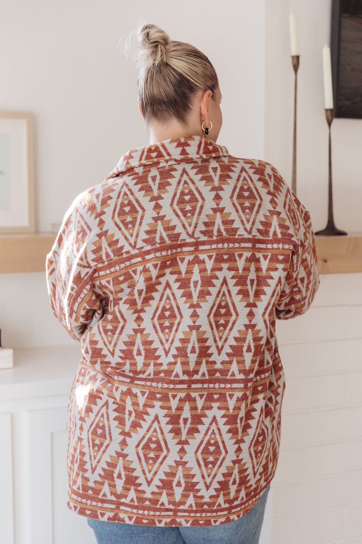 Haptics Gather Round Aztec Shacket Layers