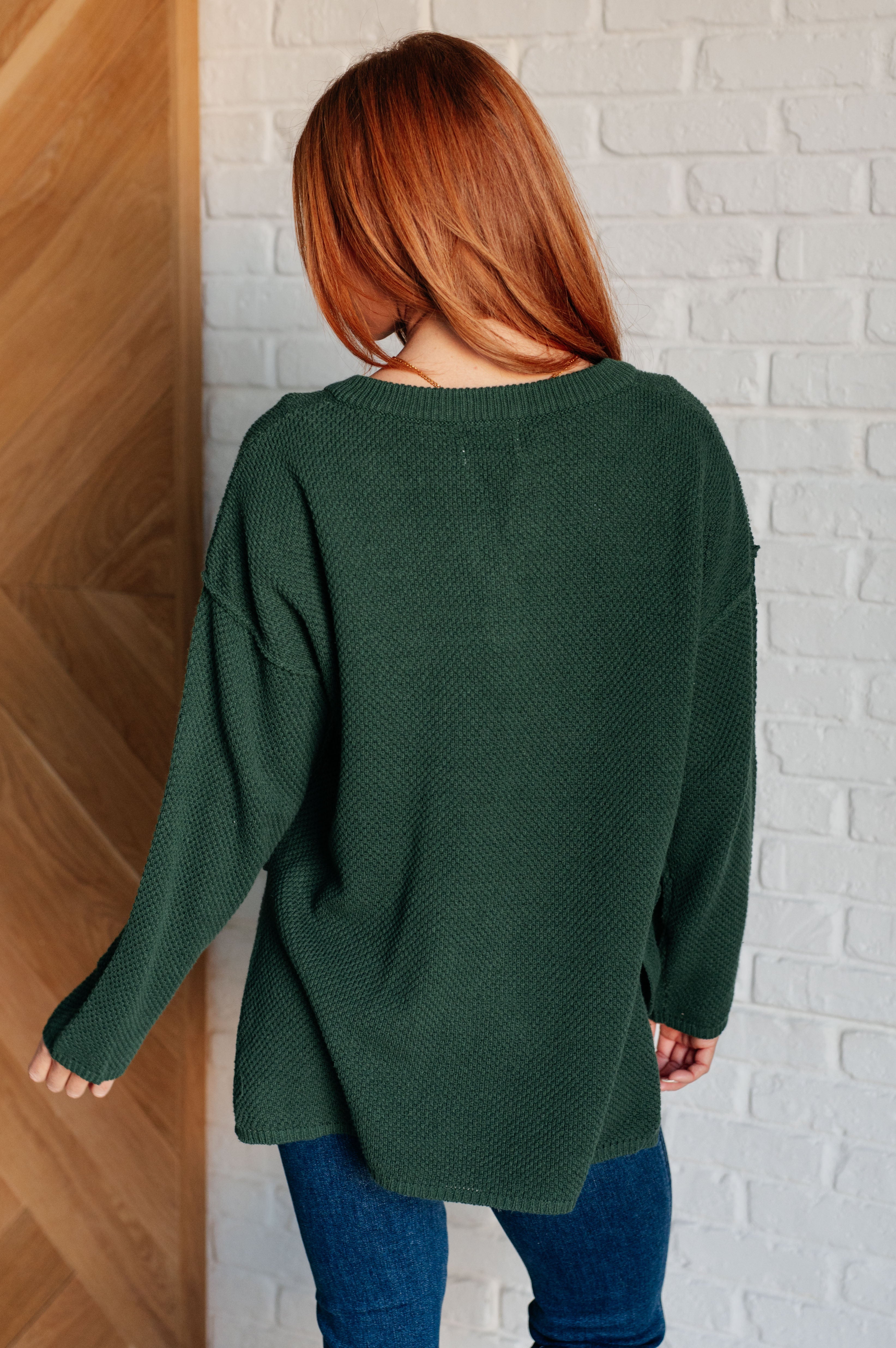 Andree by Unit Good Afternoon Henley Sweater in Dark Green Tops
