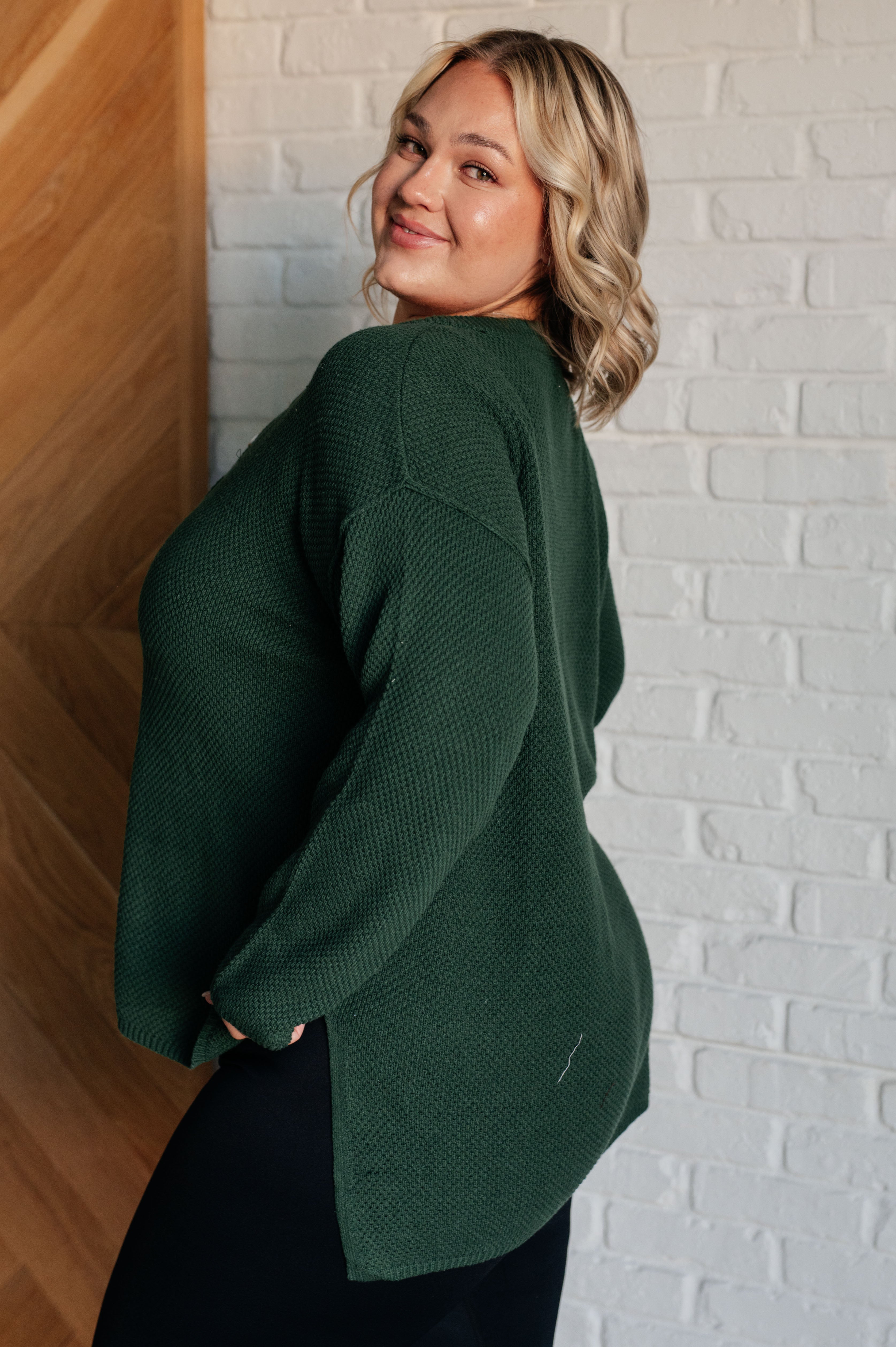 Andree by Unit Good Afternoon Henley Sweater in Dark Green Tops