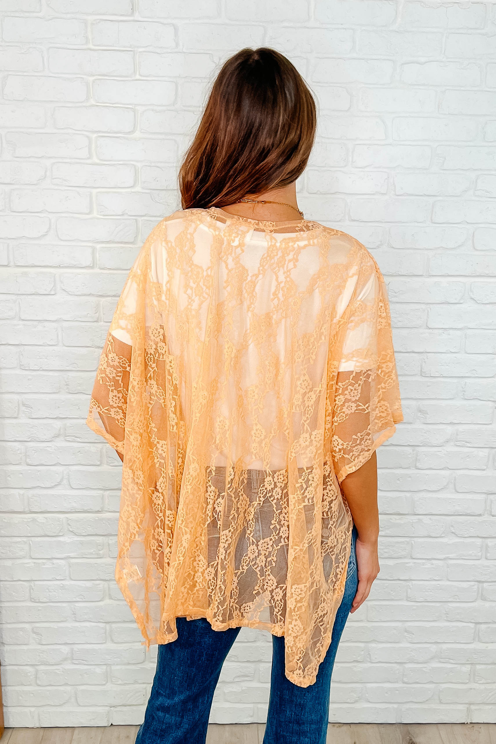 Andree By Unit Good Days Ahead Lace Kimono In Peach Layers