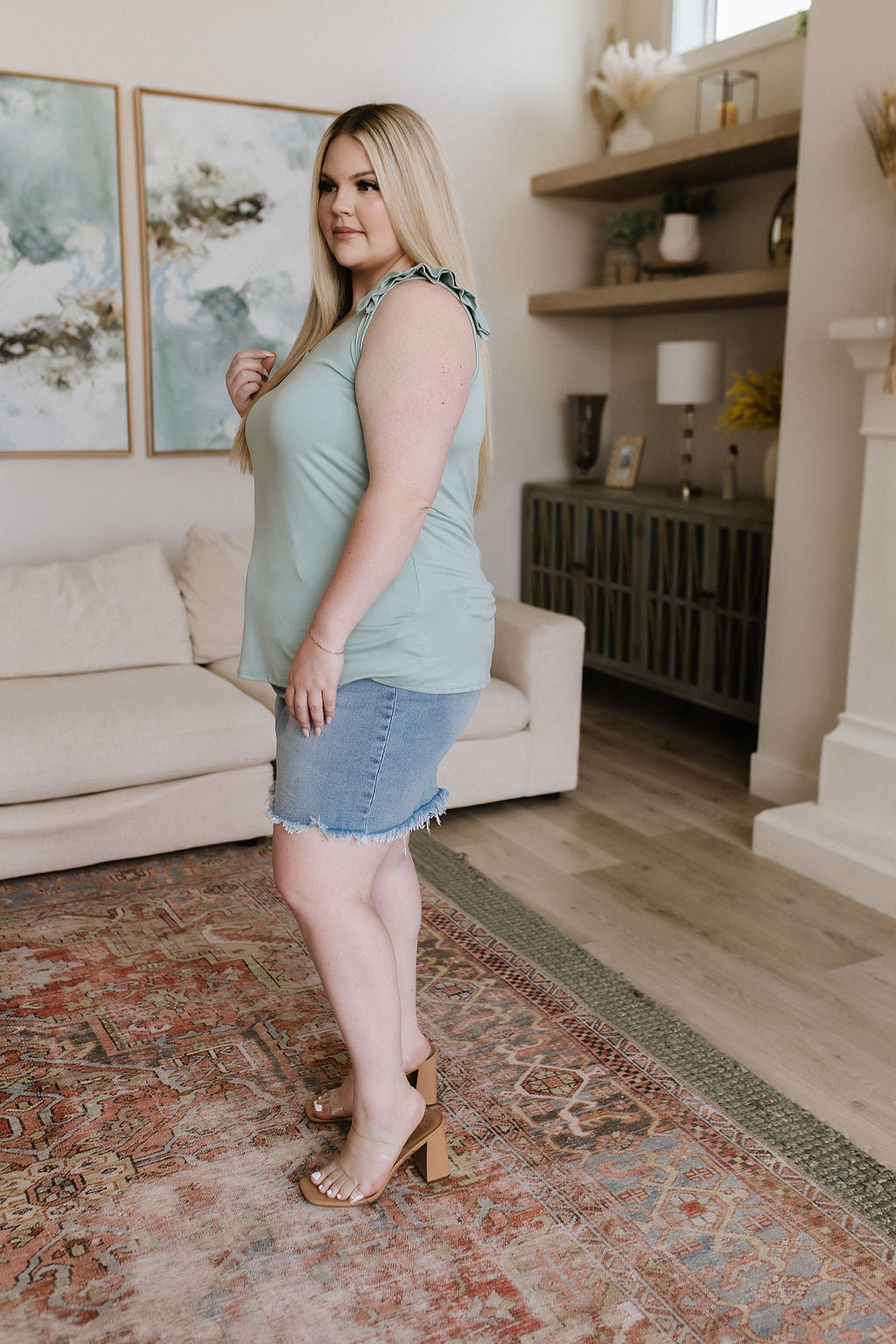 Lovely Melody Good For You Ruffle Detail Tank Tops