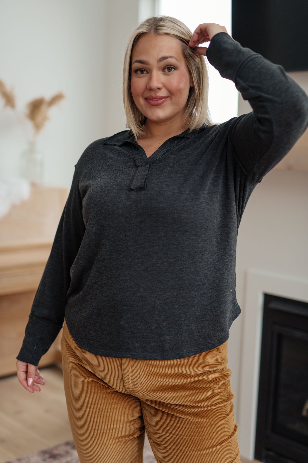 Sew In Love Good Luck Charm Long Jersey KnitbSleeve Thumb Hole Top Tops