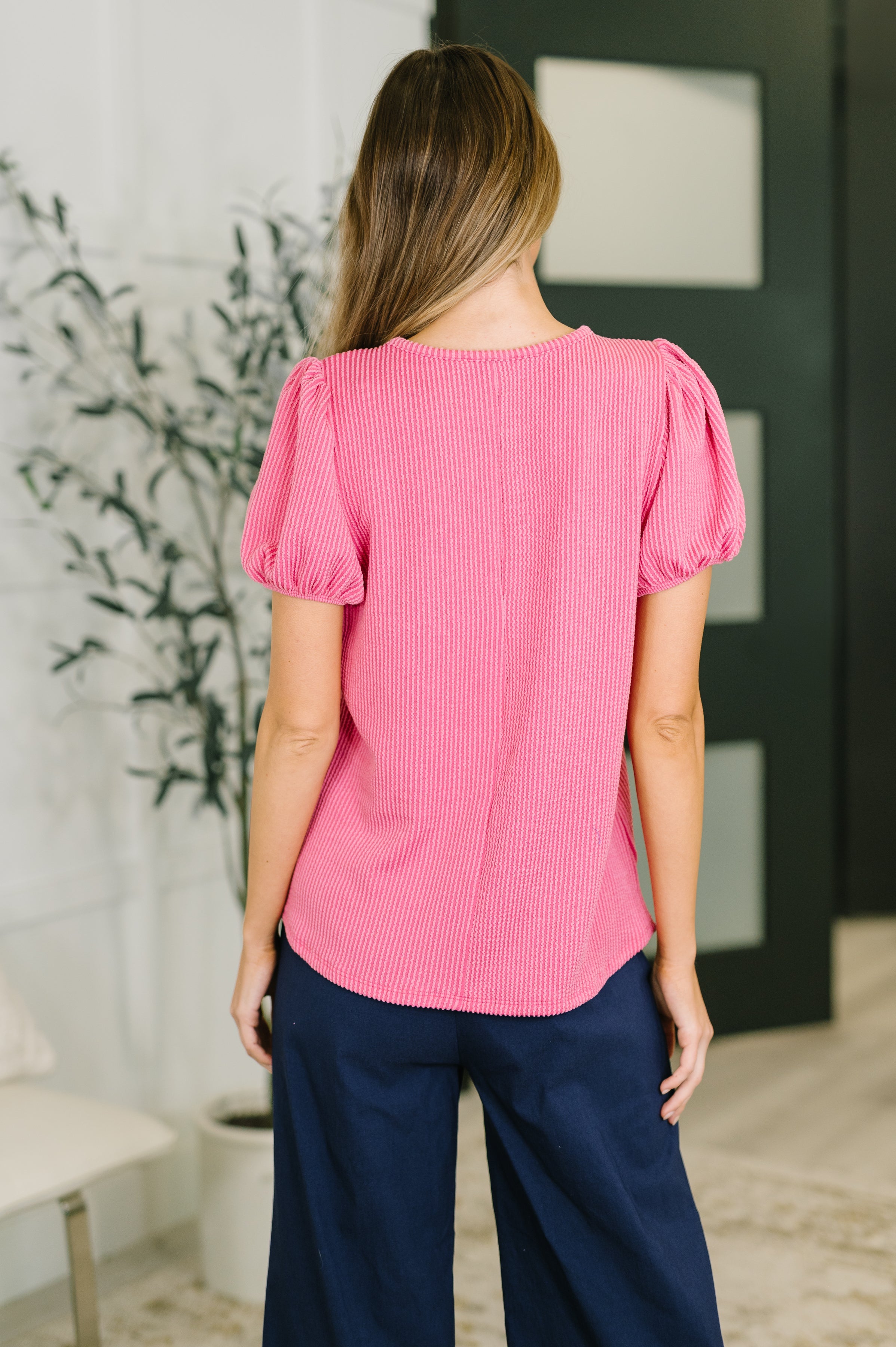 Zenana Grace & Virtue Balloon Sleeve Blouse in Fuchsia Womens