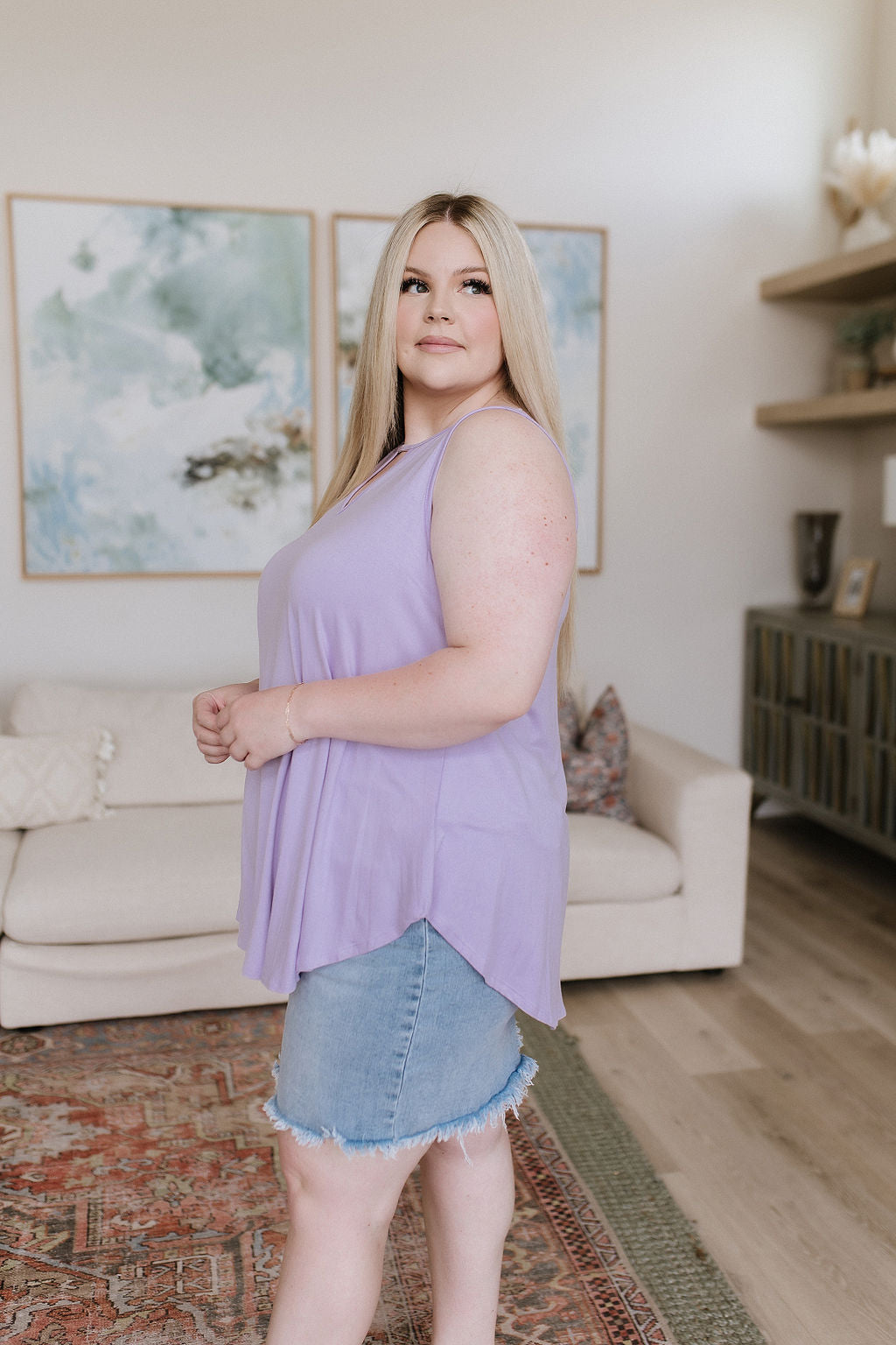 Lovely Melody Greater than Great Keyhole Detail Tank Tops