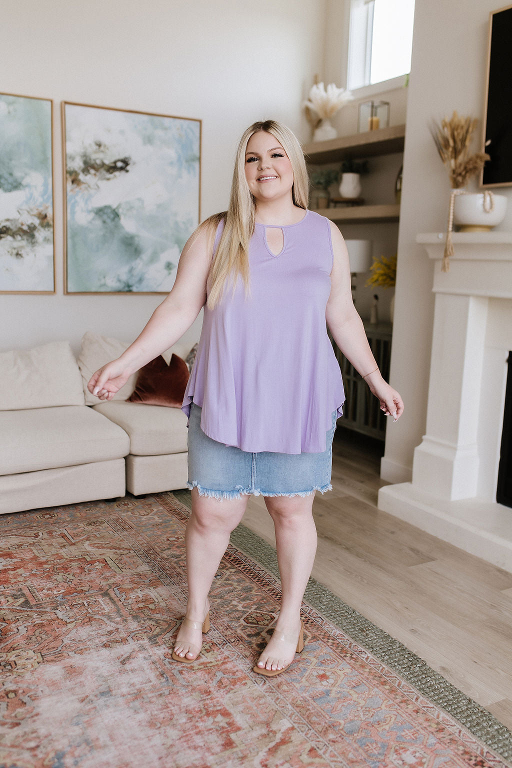 Lovely Melody Greater than Great Keyhole Detail Tank Tops