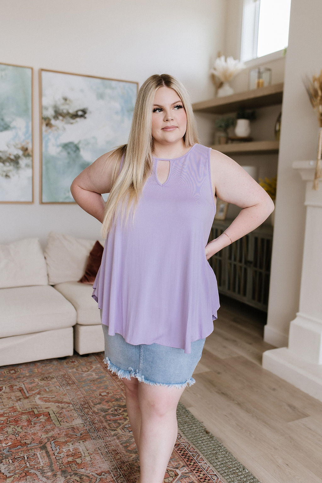 Lovely Melody Greater than Great Keyhole Detail Tank Tops