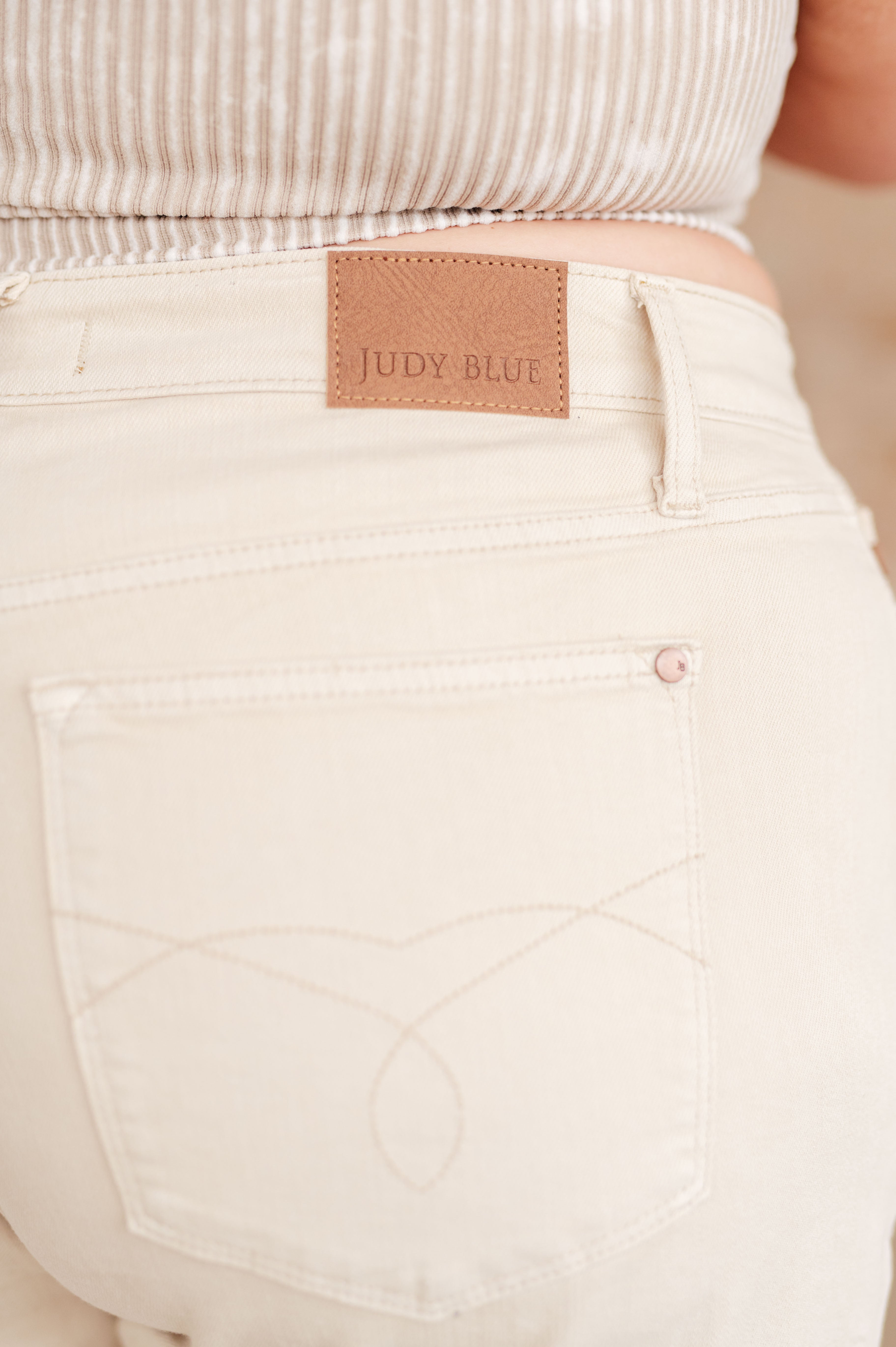 Judy Blue Greta High Rise Garment Dyed Shorts in Bone Denim