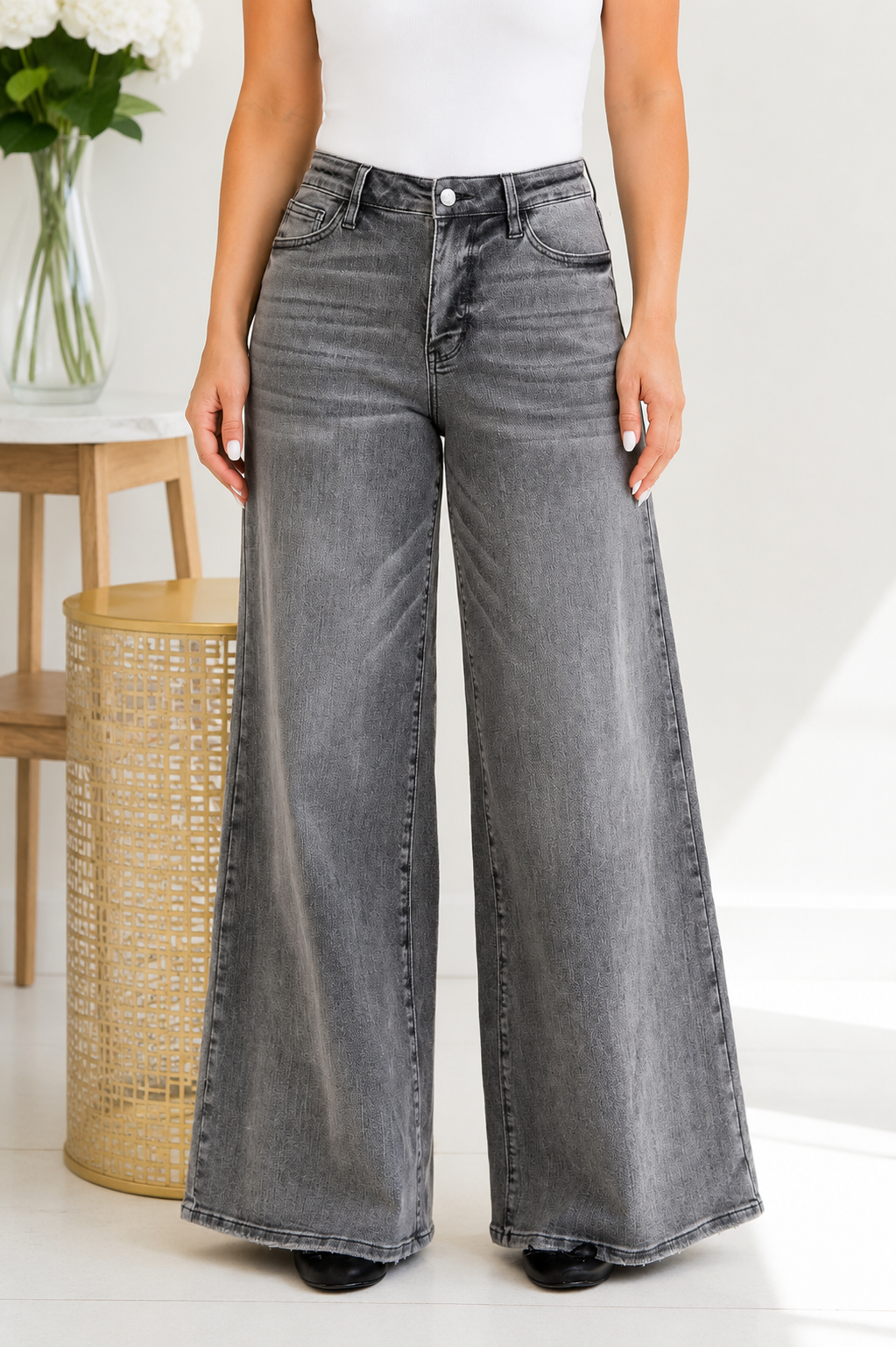 Judy Blue Grey Skies Palazzo Jeans