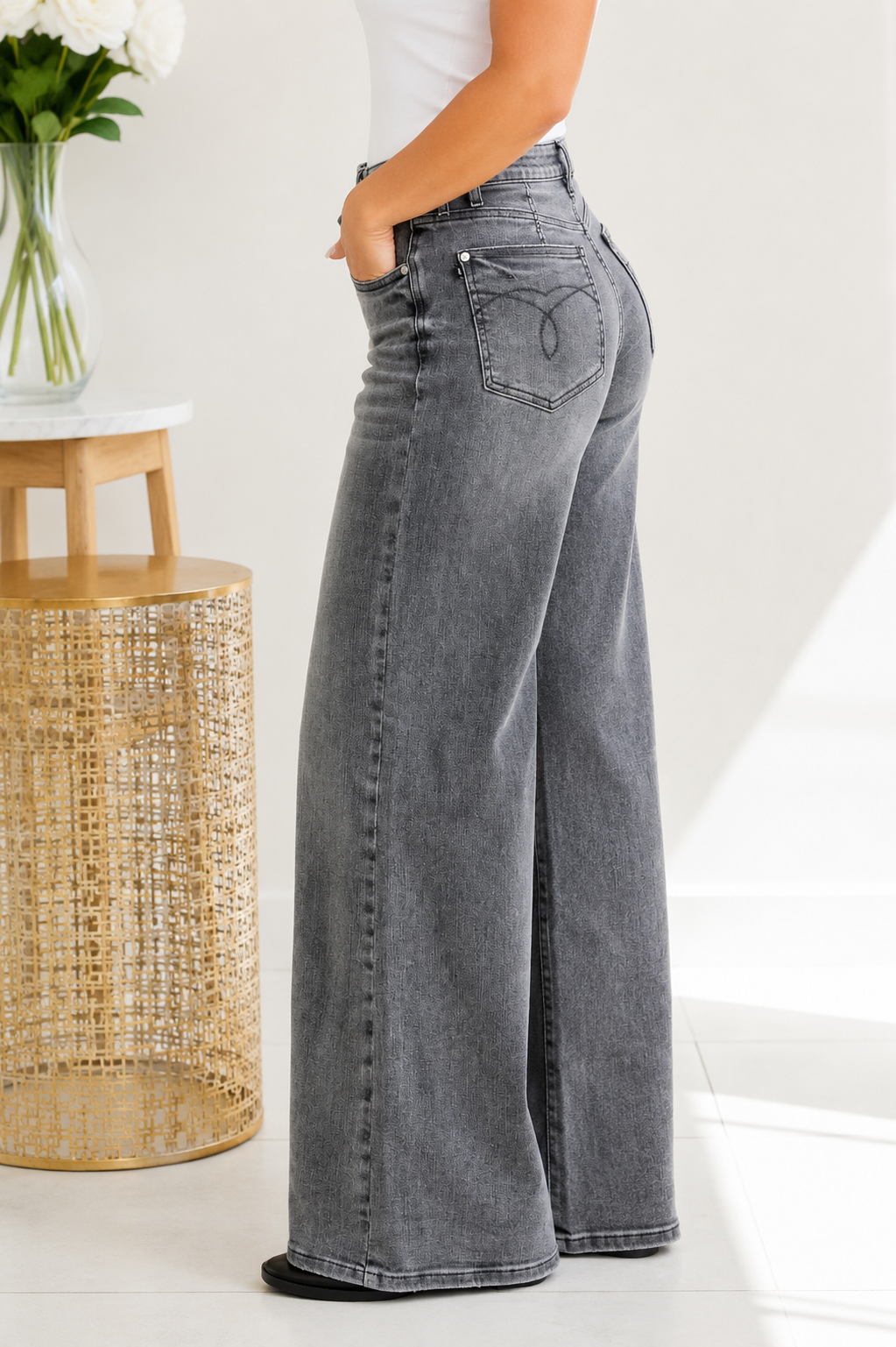 Judy Blue Grey Skies Palazzo Jeans